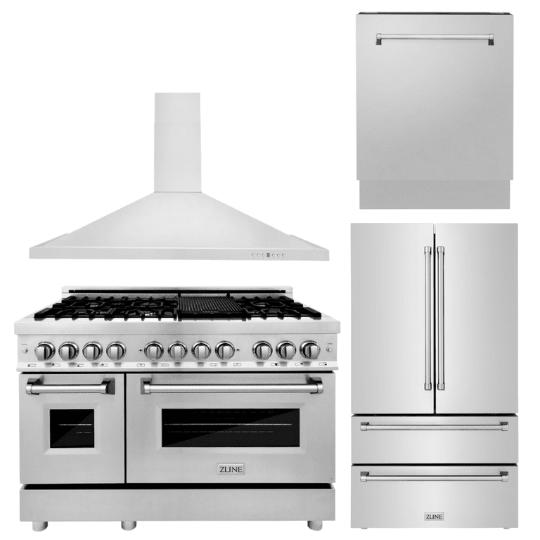 ZLINE Appliance Package - 48 in. Dual Fuel Range, Range Hood, 3 Rack Dishwasher, Refrigerator - 4KPR-RARH48-DWV