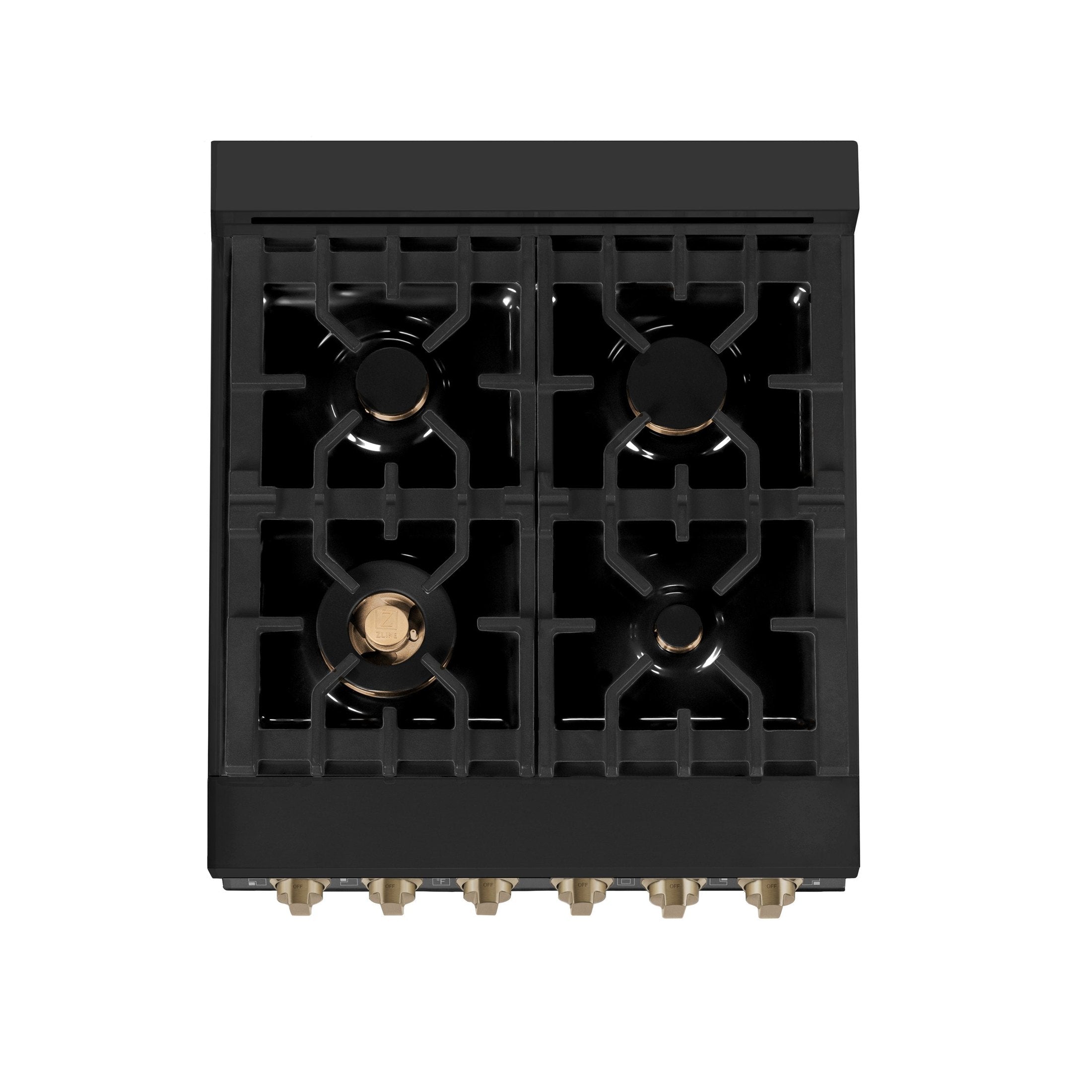 ZLINE Autograph Edition 24" 2.8 cu. ft. Dual Fuel Range with Gas Stove and Electric Oven in Black Stainless Steel with Accents