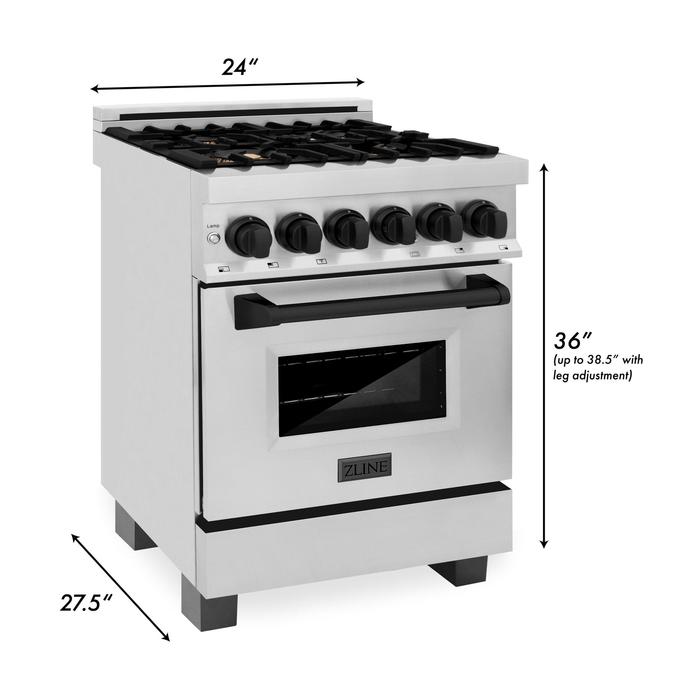 ZLINE Autograph Edition 24" 2.8 cu. ft. Dual Fuel Range with Gas Stove and Electric Oven in Stainless Steel with Accents