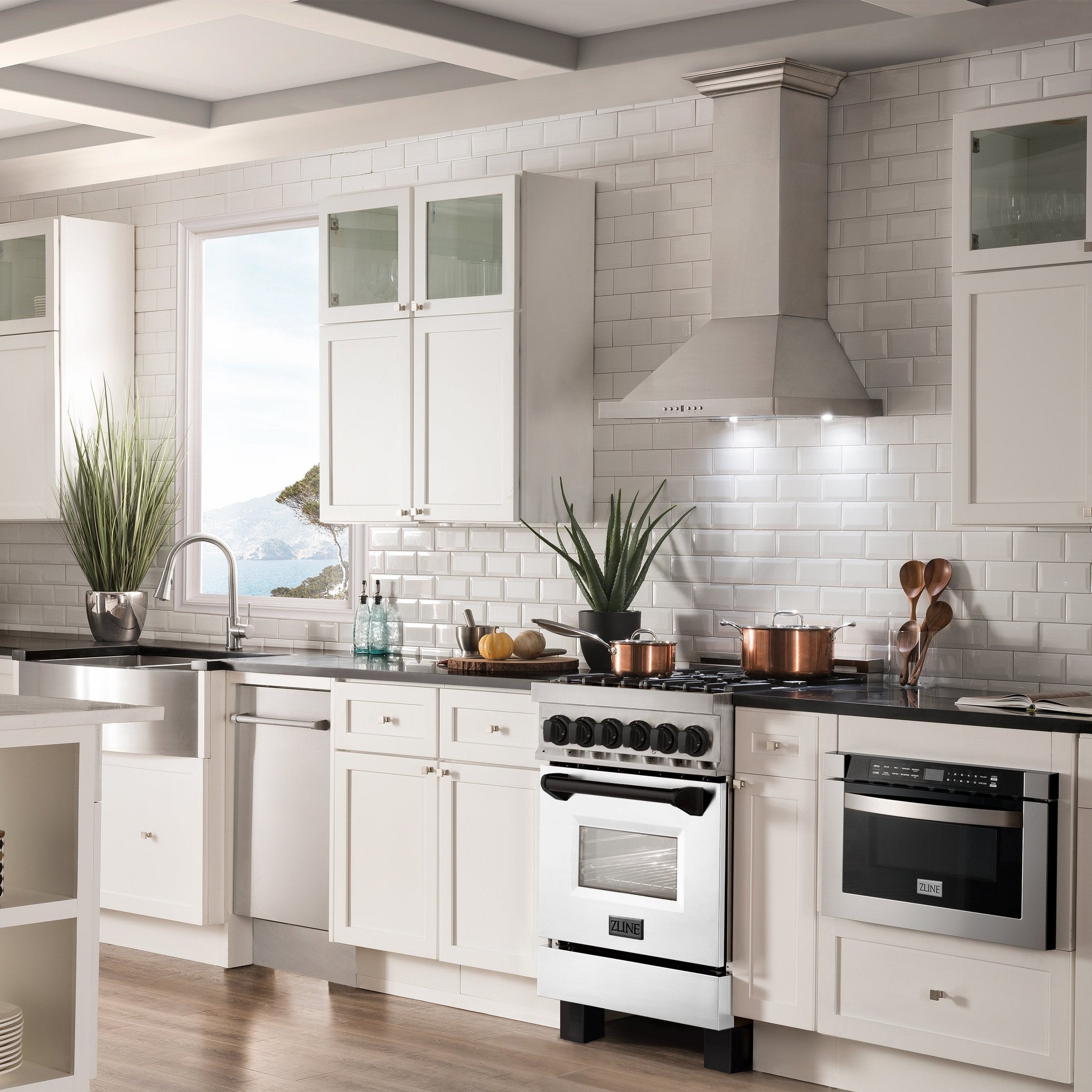 ZLINE Autograph Edition 24" 2.8 cu. ft. Dual Fuel Range with Gas Stove and Electric Oven in Stainless Steel with White Matte Door and Accents