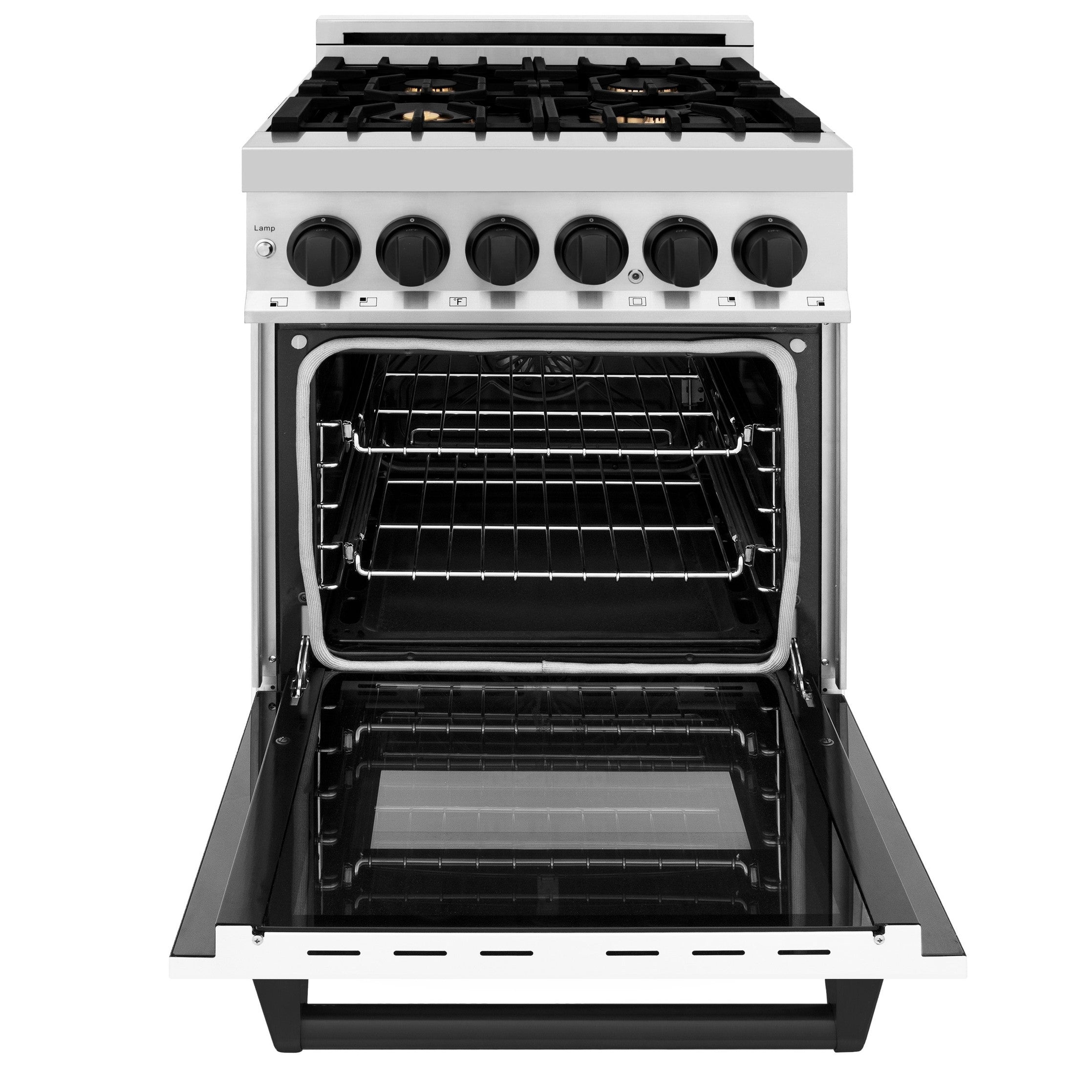 ZLINE Autograph Edition 24" 2.8 cu. ft. Dual Fuel Range with Gas Stove and Electric Oven in Stainless Steel with White Matte Door and Accents
