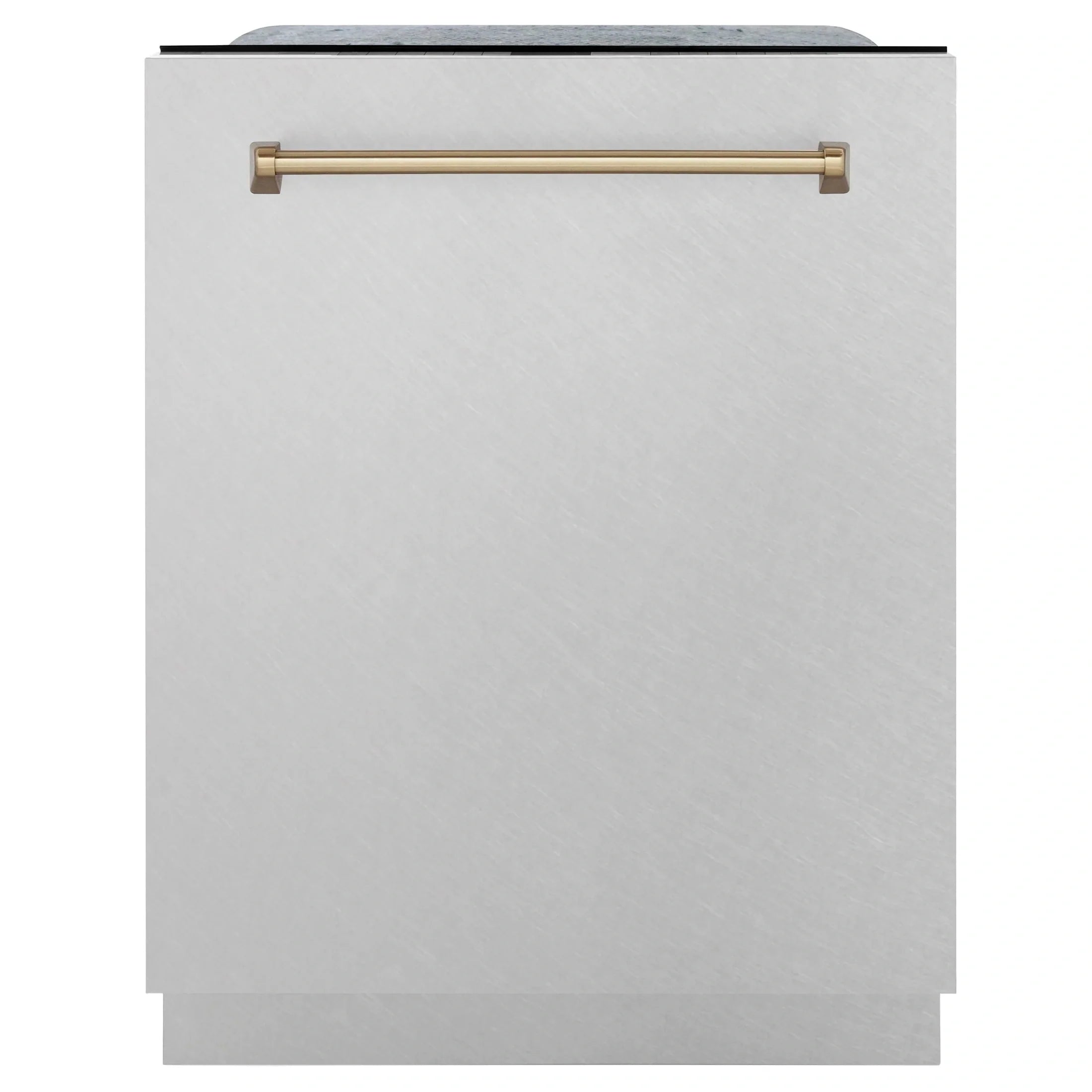 ZLINE Autograph Edition 24" 3rd Rack Top Control Tall Tub Dishwasher in DuraSnow Stainless Steel with Accent Handle, 45dBa