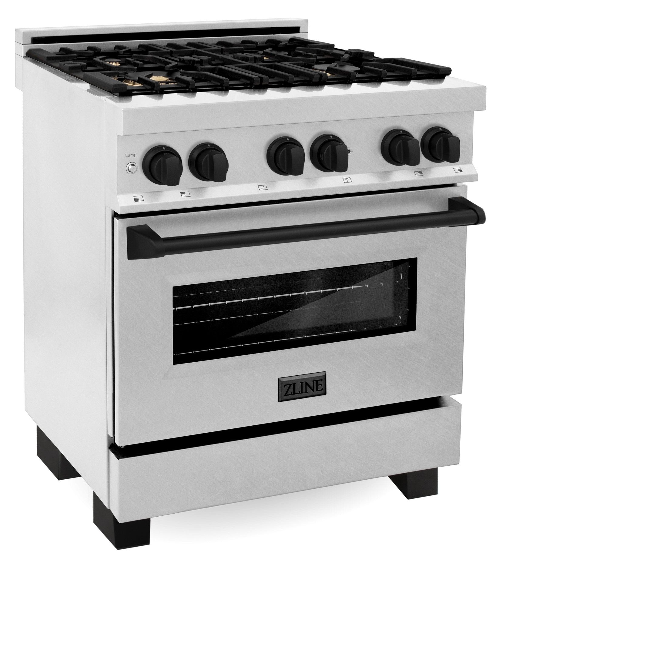 ZLINE Autograph Edition 30" 4.0 cu. ft. Dual Fuel Range with Gas Stove and Electric Oven in DuraSnow Stainless Steel with Accents