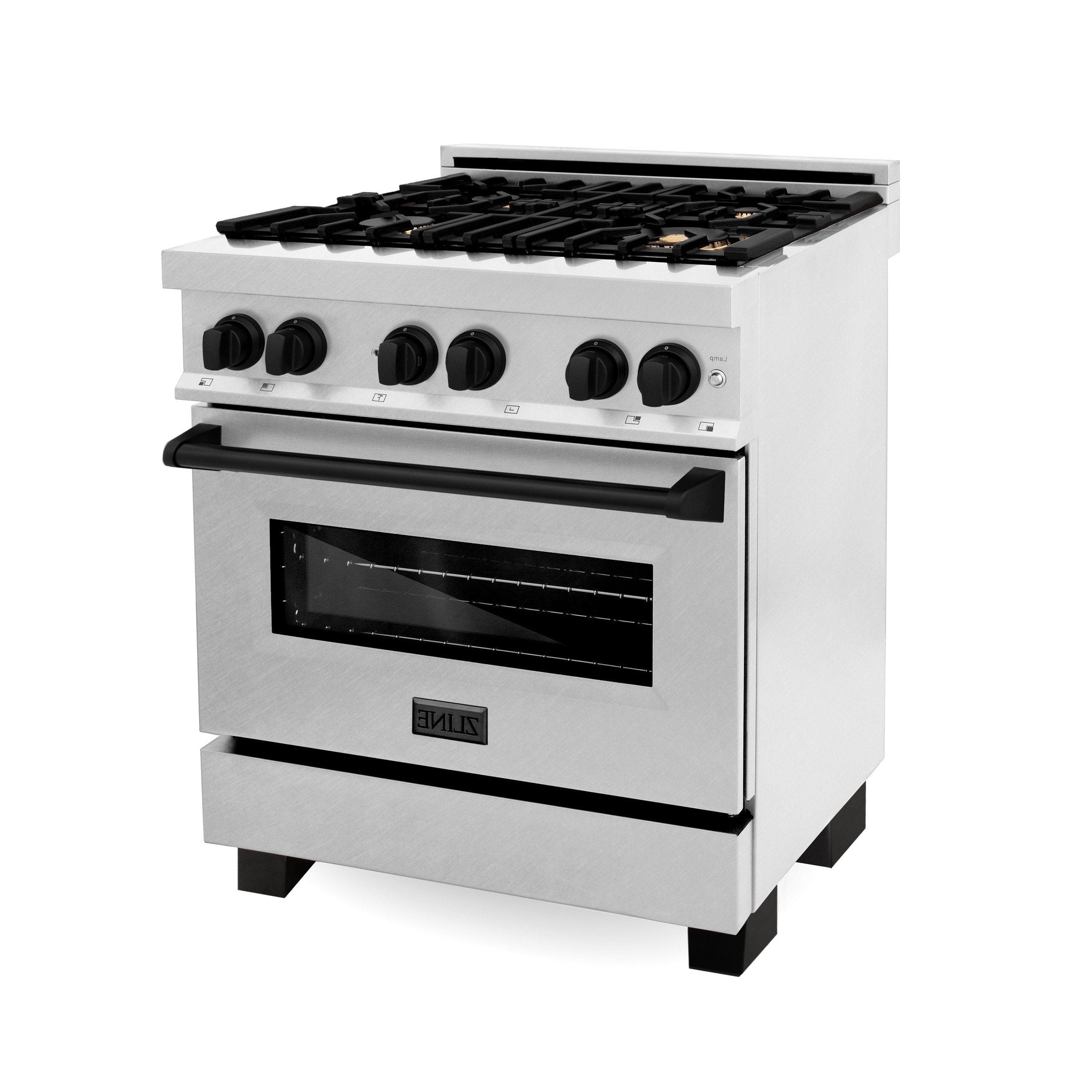 ZLINE Autograph Edition 30" 4.0 cu. ft. Dual Fuel Range with Gas Stove and Electric Oven in DuraSnow Stainless Steel with Accents