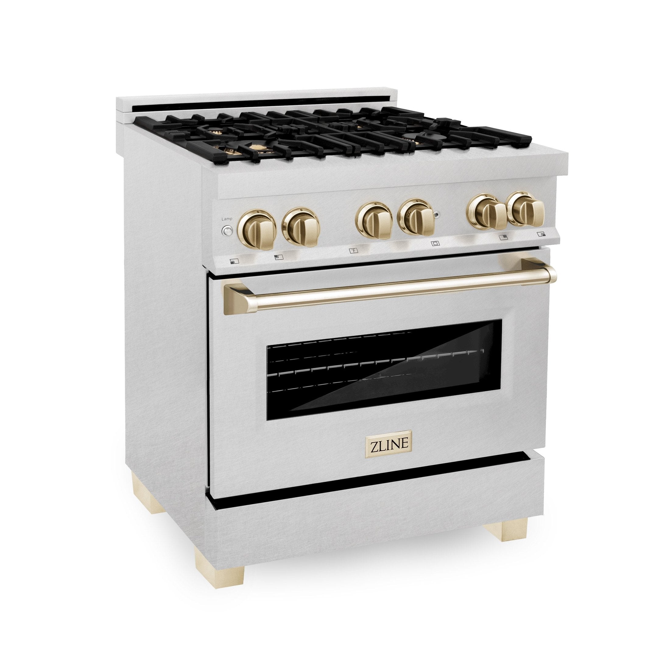 ZLINE Autograph Edition 30" 4.0 cu. ft. Dual Fuel Range with Gas Stove and Electric Oven in DuraSnow Stainless Steel with Accents