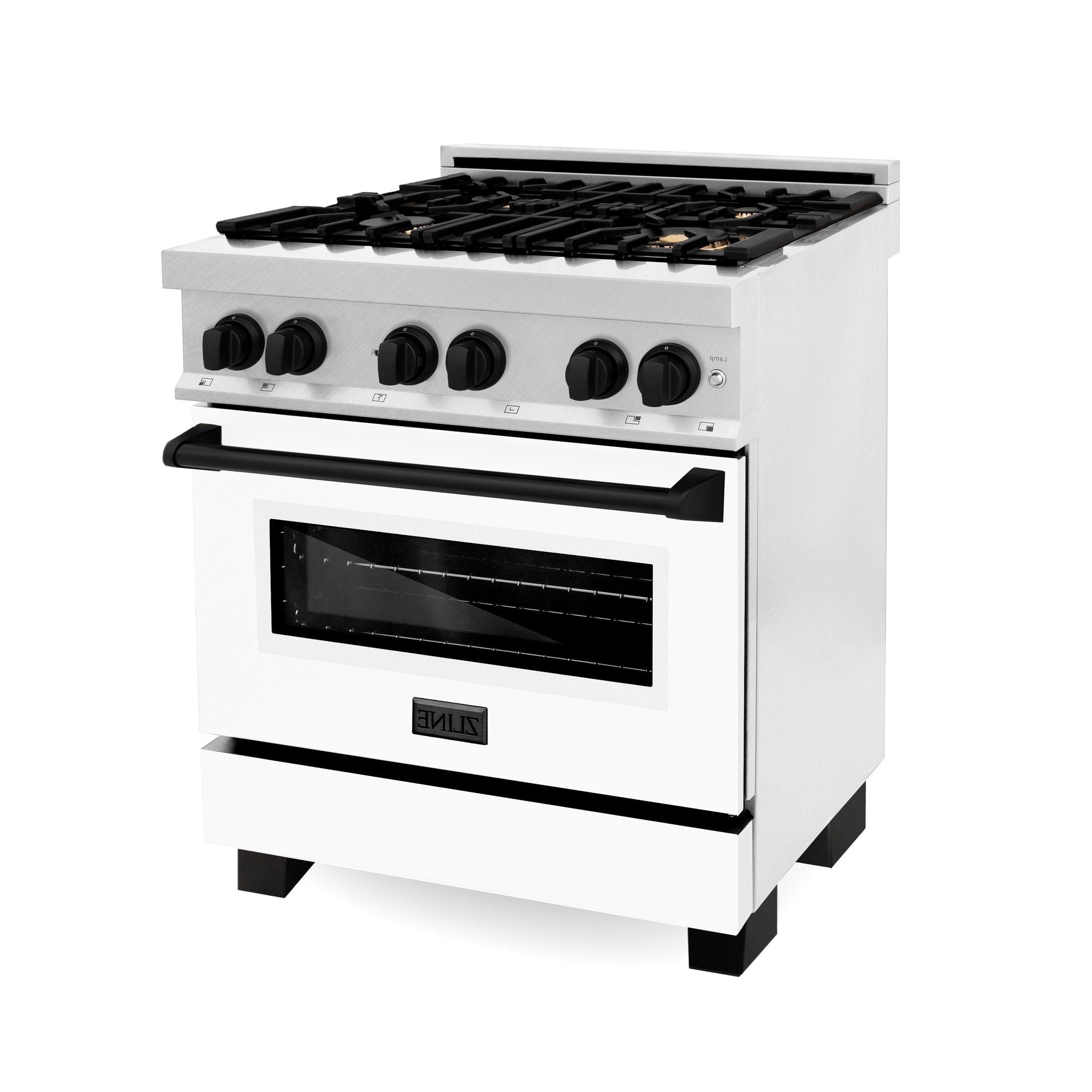 ZLINE Autograph Edition 30" 4.0 cu. ft. Dual Fuel Range with Gas Stove and Electric Oven in DuraSnow Stainless Steel with White Matte Door and Accents
