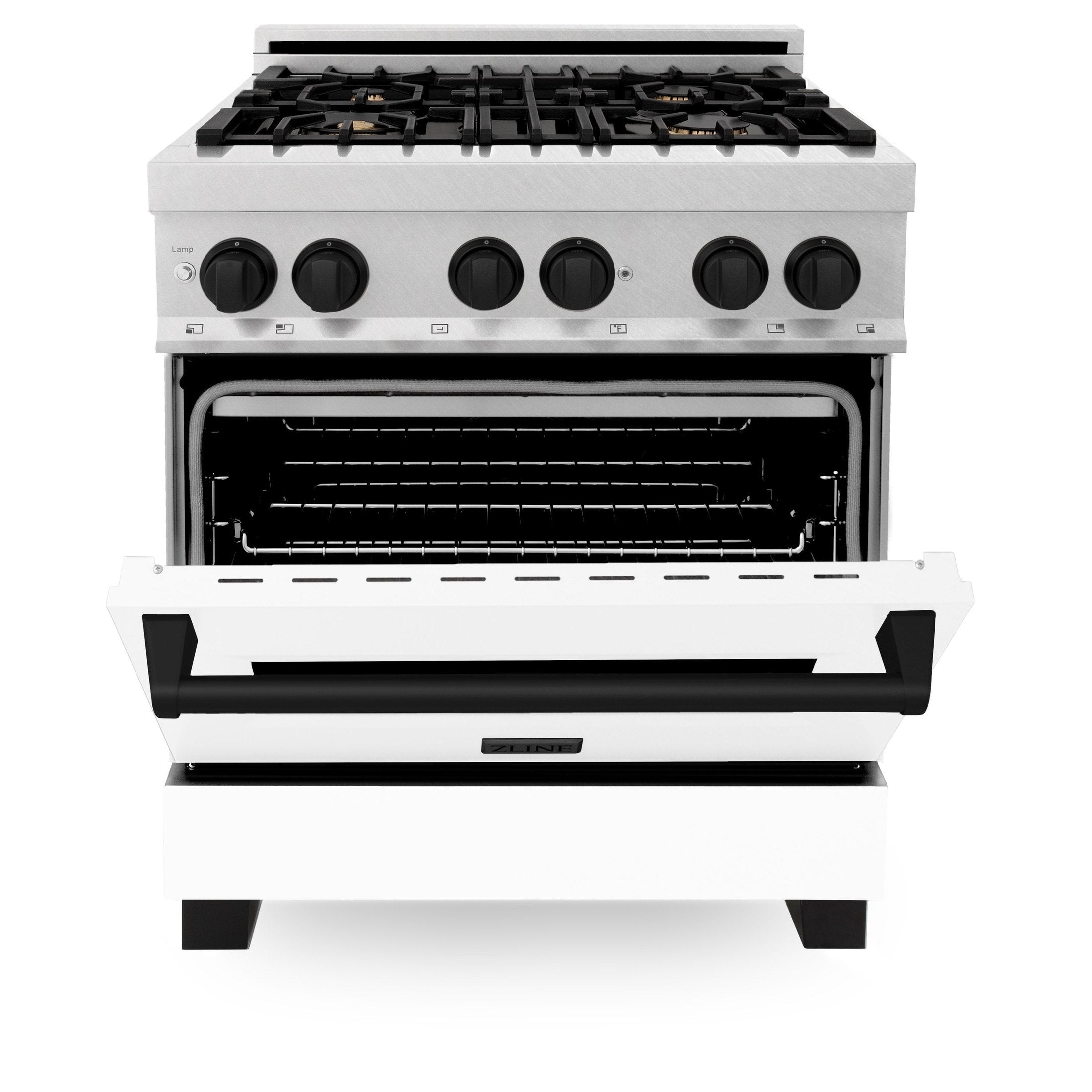 ZLINE Autograph Edition 30" 4.0 cu. ft. Dual Fuel Range with Gas Stove and Electric Oven in DuraSnow Stainless Steel with White Matte Door and Accents