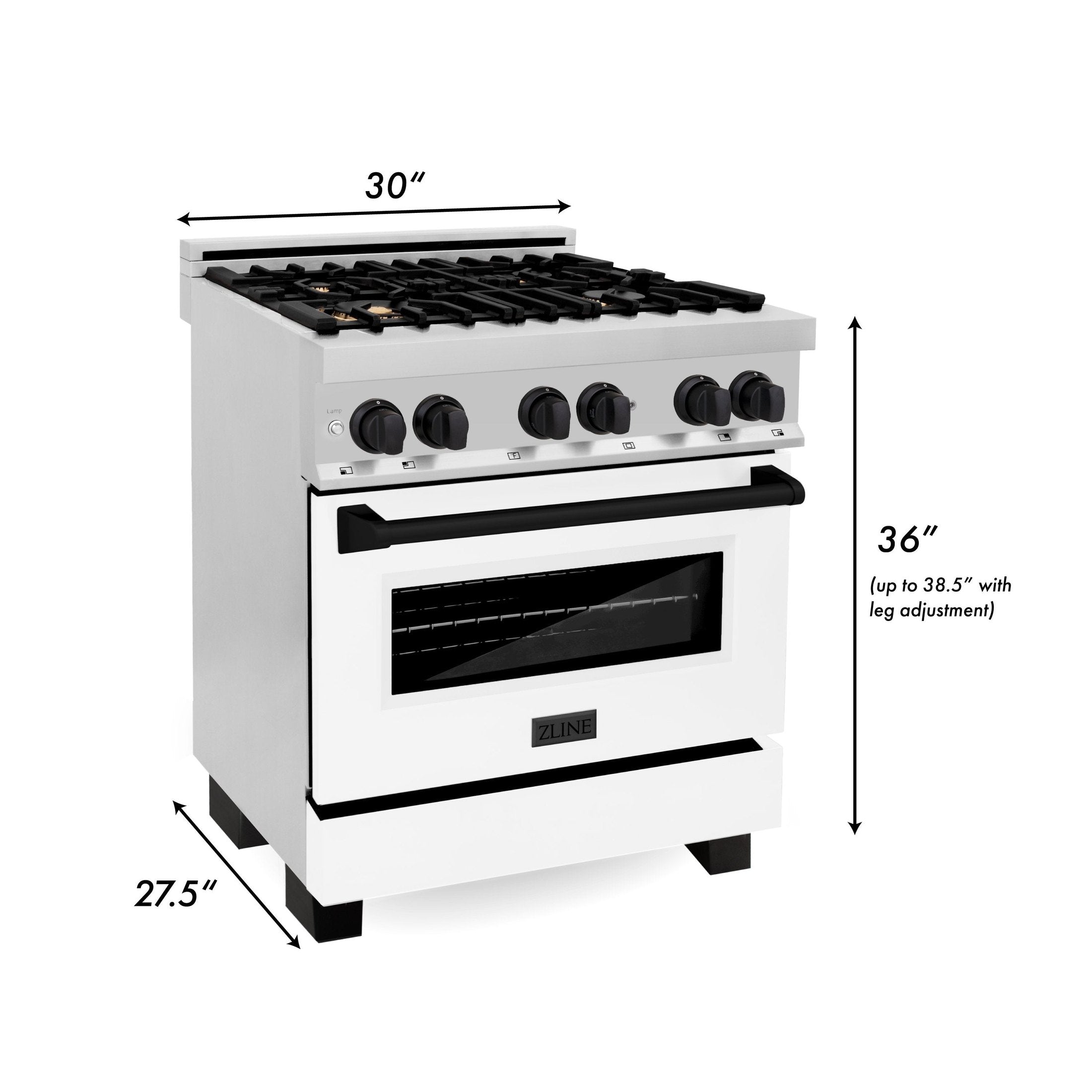 ZLINE Autograph Edition 30" 4.0 cu. ft. Dual Fuel Range with Gas Stove and Electric Oven in Stainless Steel with White Matte Door and Accents