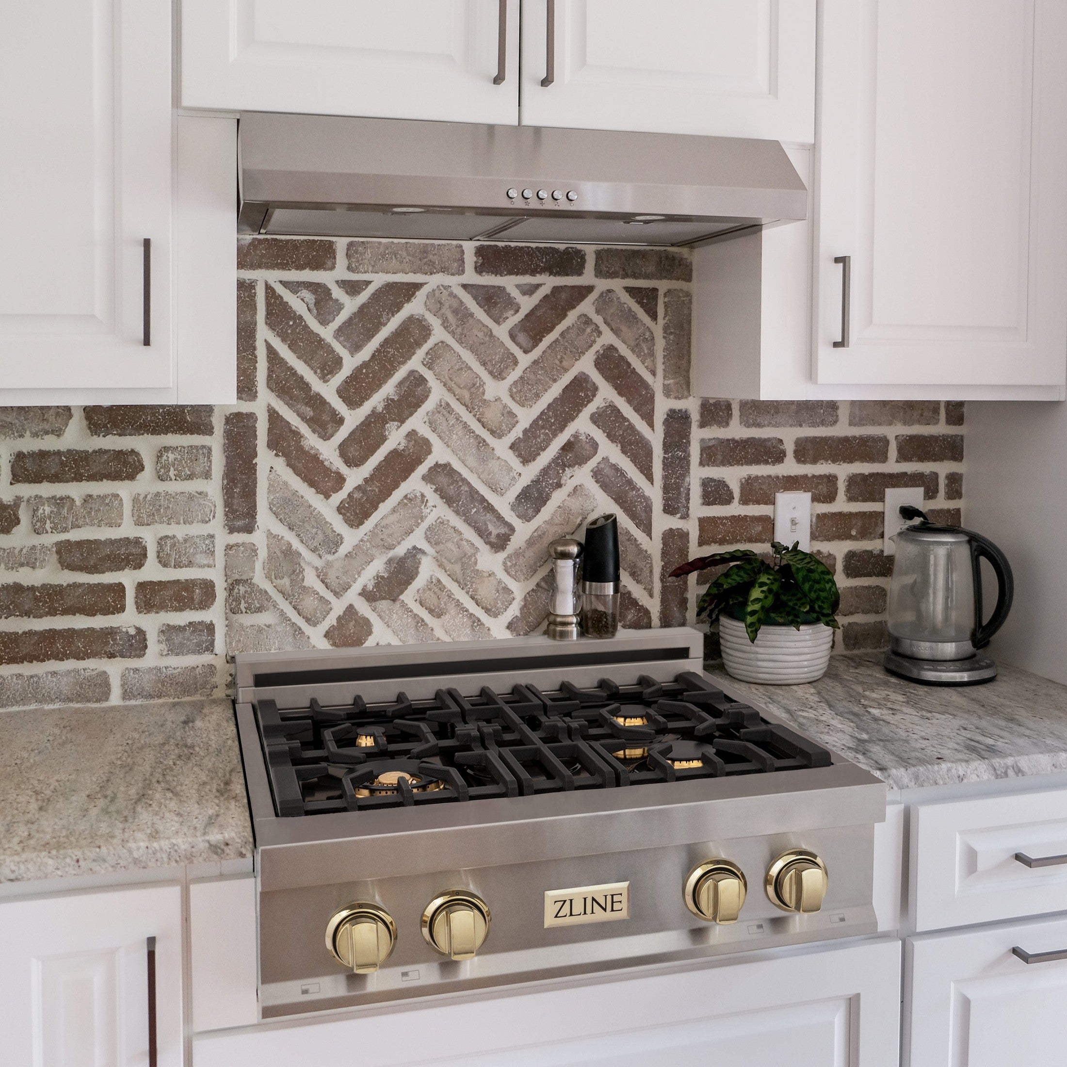 ZLINE Autograph Edition 30" Porcelain Rangetop with 4 Gas Burners in Stainless Steel with Accents