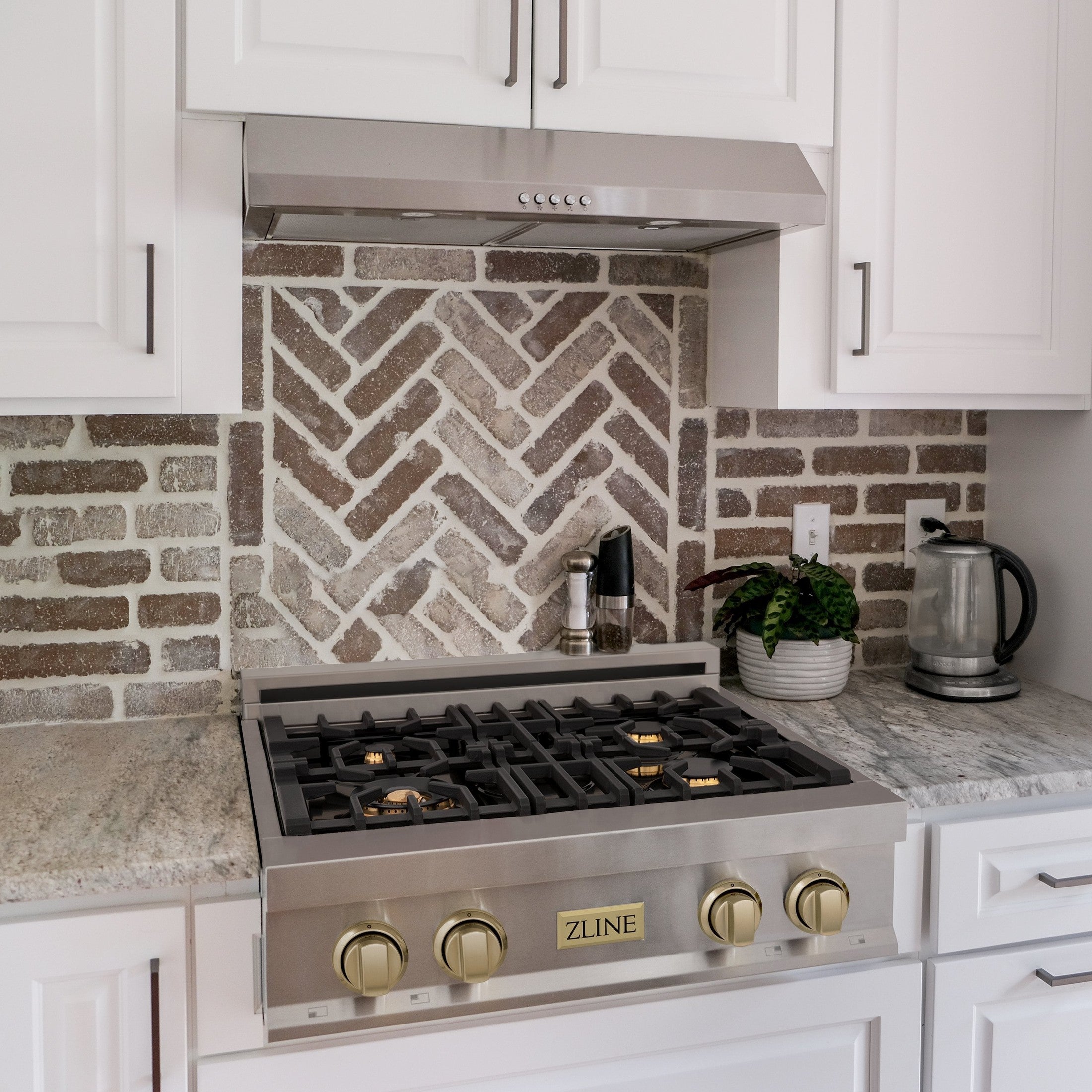 ZLINE Autograph Edition 30" Porcelain Rangetop with 4 Gas Burners in Stainless Steel with Accents