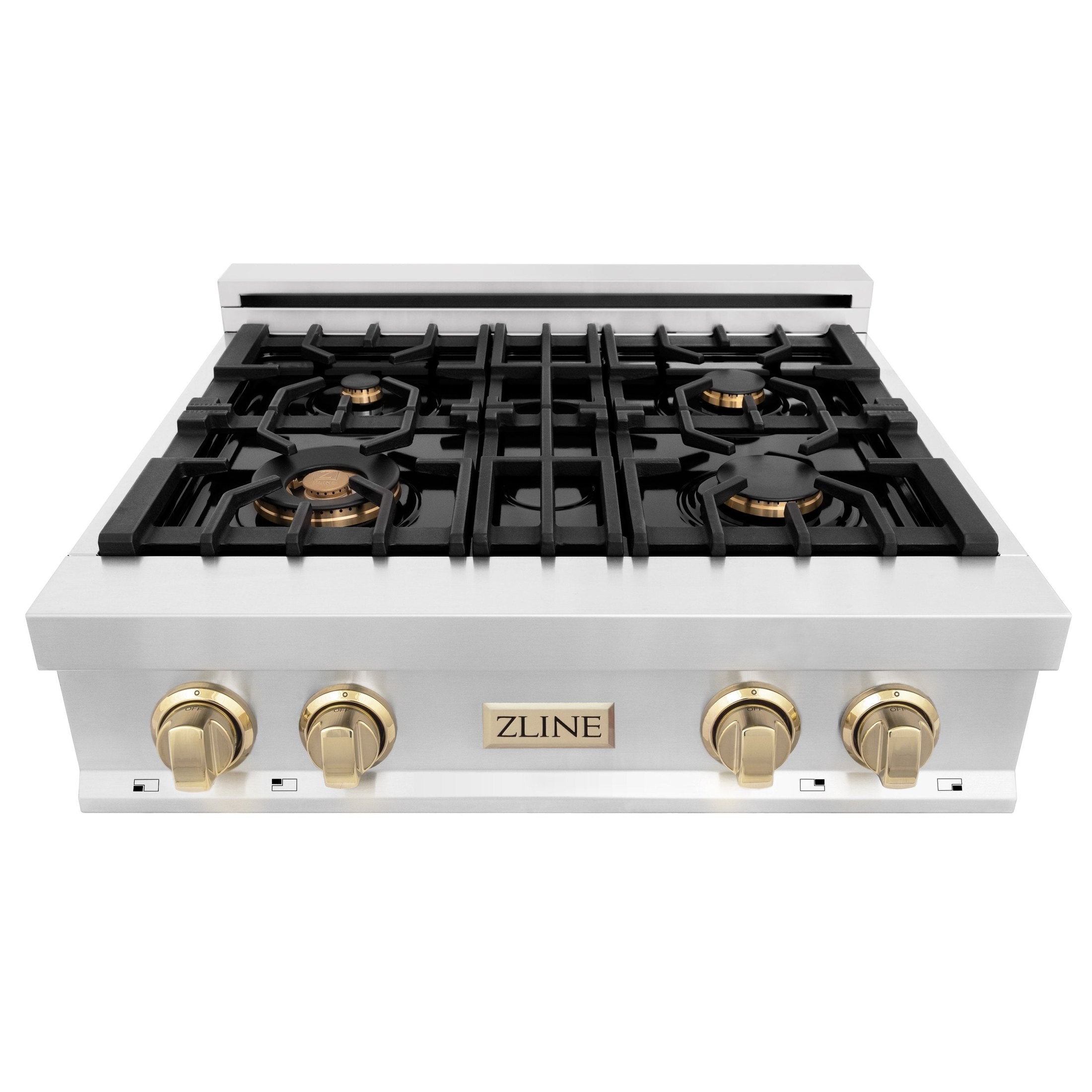 ZLINE Autograph Edition 30" Porcelain Rangetop with 4 Gas Burners in Stainless Steel with Accents