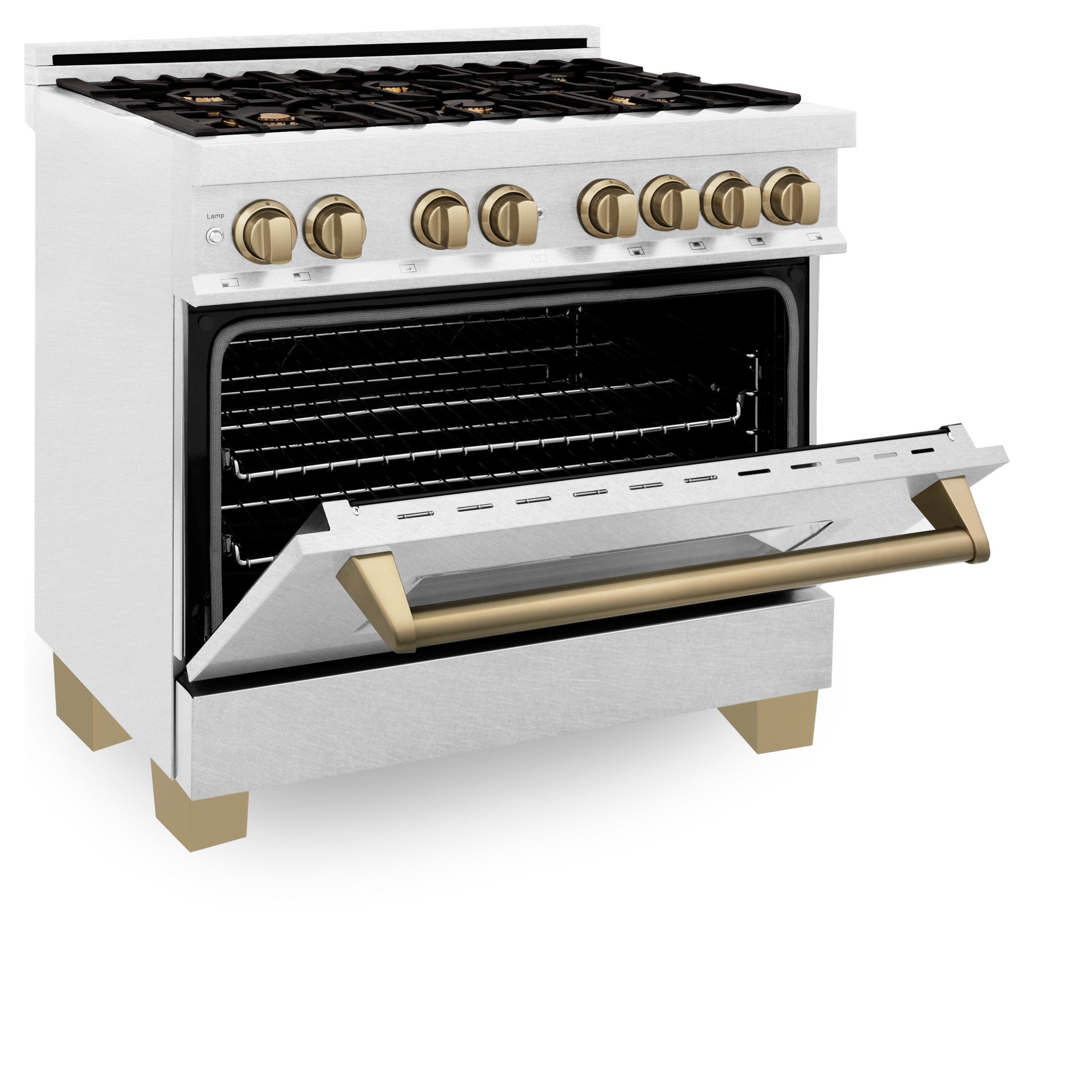 ZLINE Autograph Edition 36" 4.6 cu. ft. Dual Fuel Range with Gas Stove and Electric Oven in DuraSnow Stainless Steel with Accents