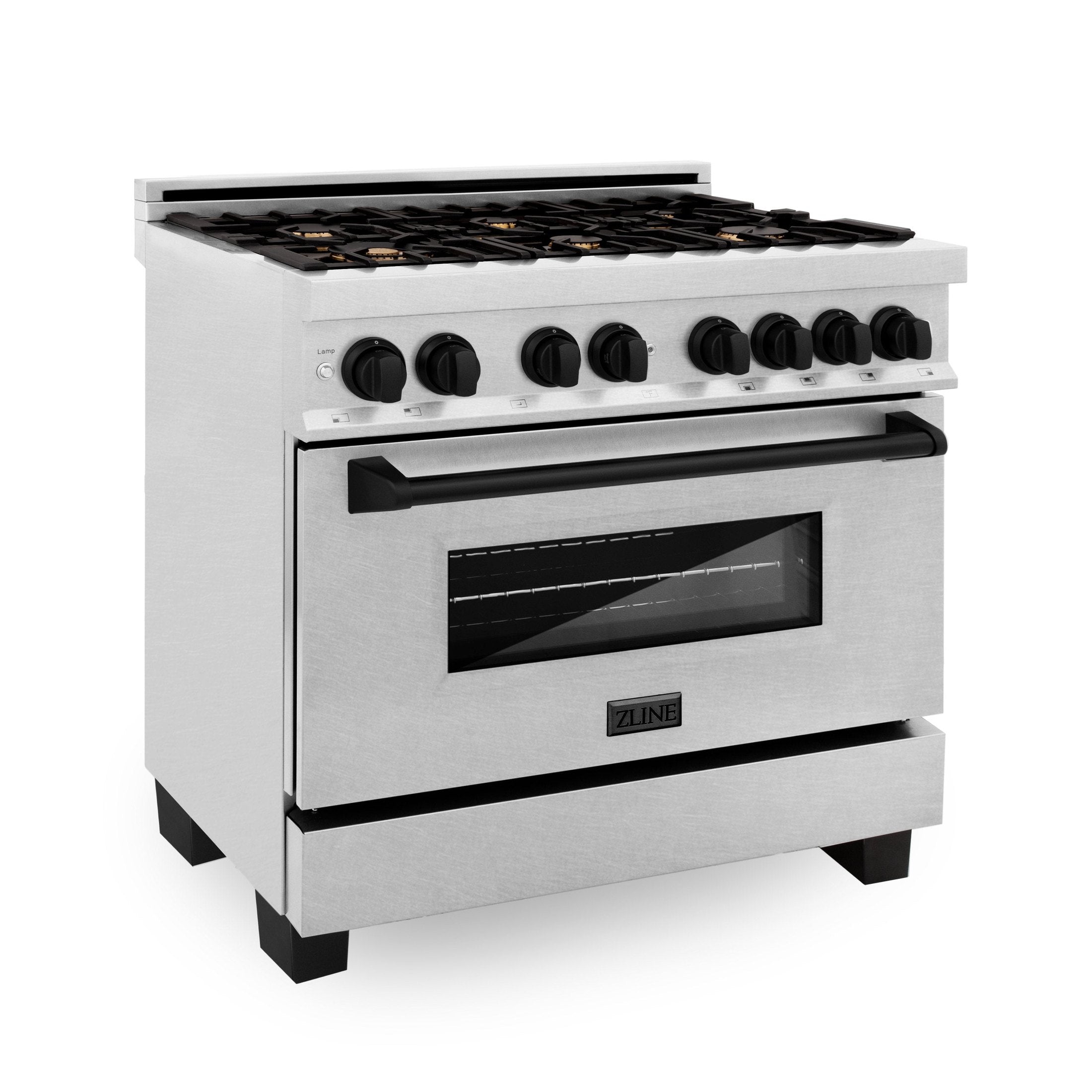 ZLINE Autograph Edition 36" 4.6 cu. ft. Dual Fuel Range with Gas Stove and Electric Oven in DuraSnow Stainless Steel with Accents