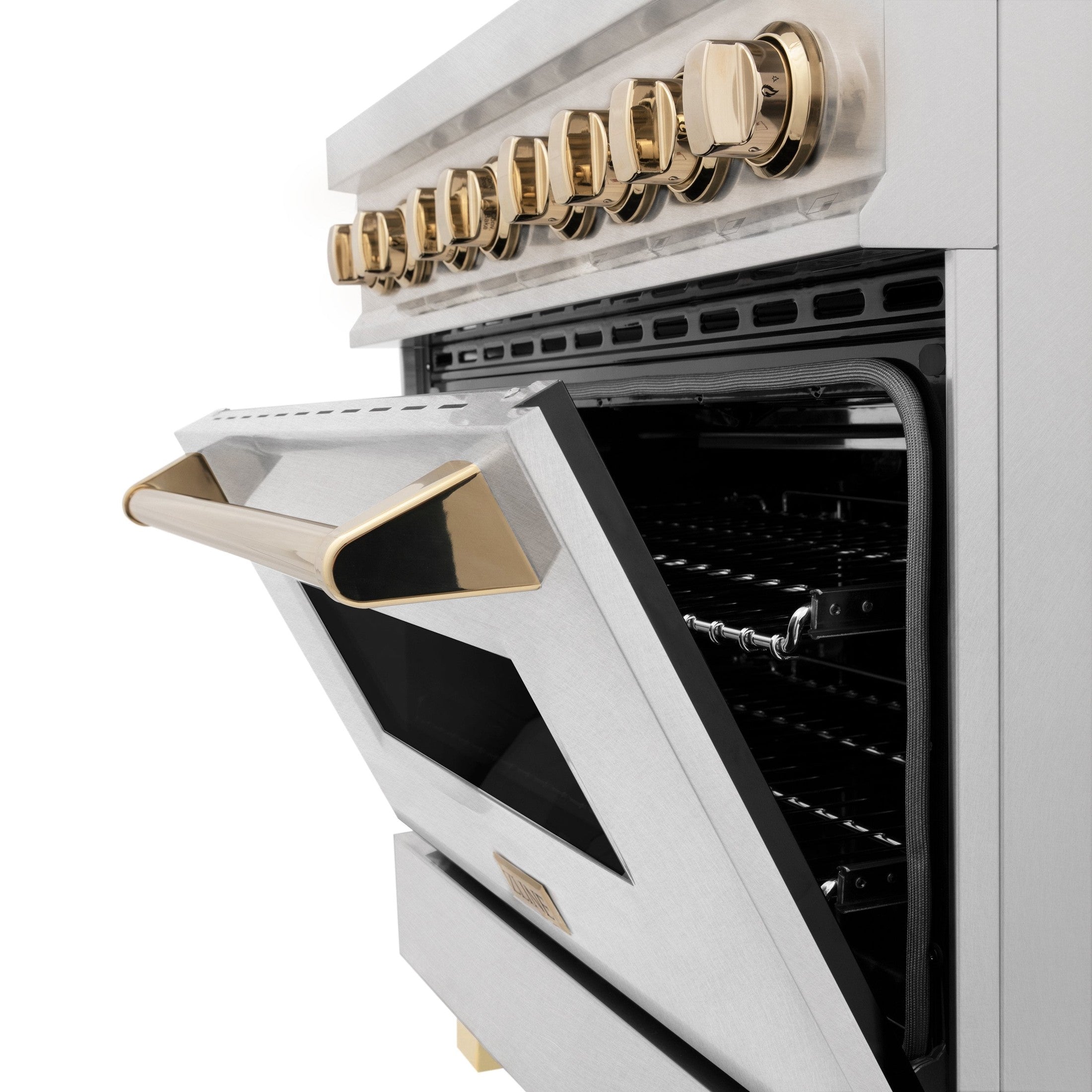 ZLINE Autograph Edition 36" 4.6 cu. ft. Dual Fuel Range with Gas Stove and Electric Oven in DuraSnow Stainless Steel with Accents