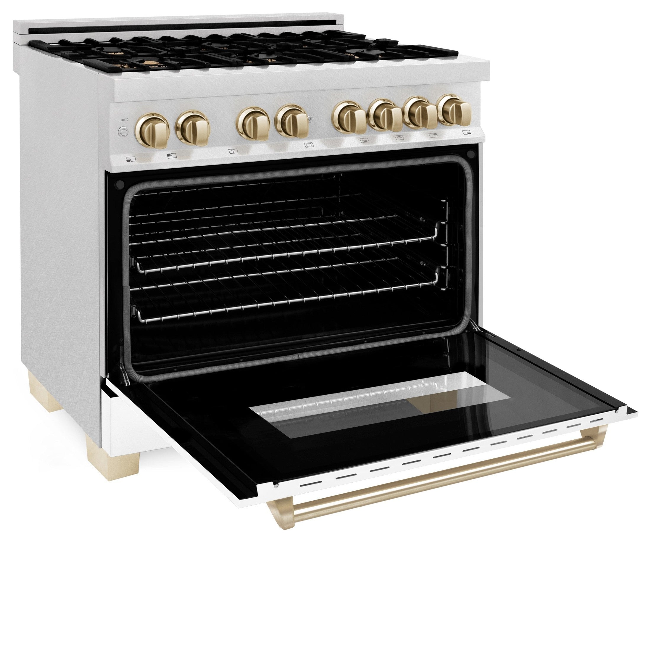 ZLINE Autograph Edition 36" 4.6 cu. ft. Dual Fuel Range with Gas Stove and Electric Oven in DuraSnow Stainless Steel with White Matte Door and Accents