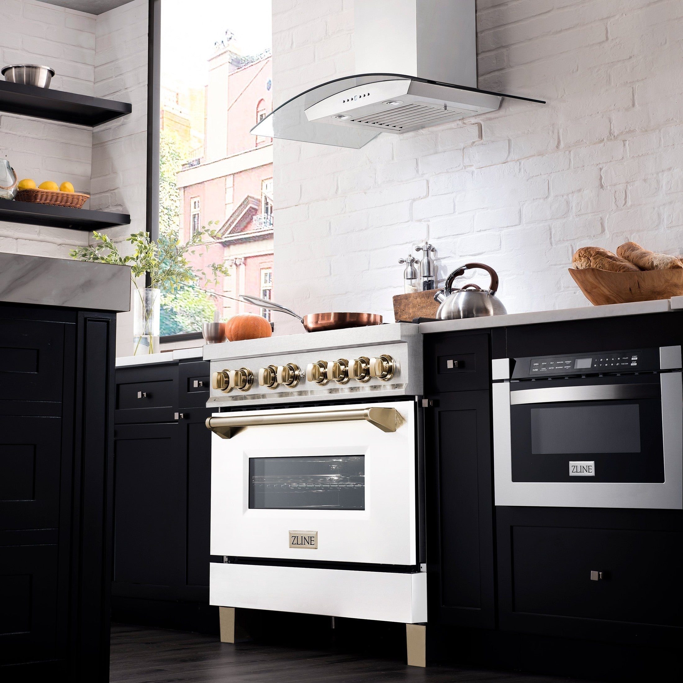 ZLINE Autograph Edition 36" 4.6 cu. ft. Dual Fuel Range with Gas Stove and Electric Oven in DuraSnow Stainless Steel with White Matte Door and Accents