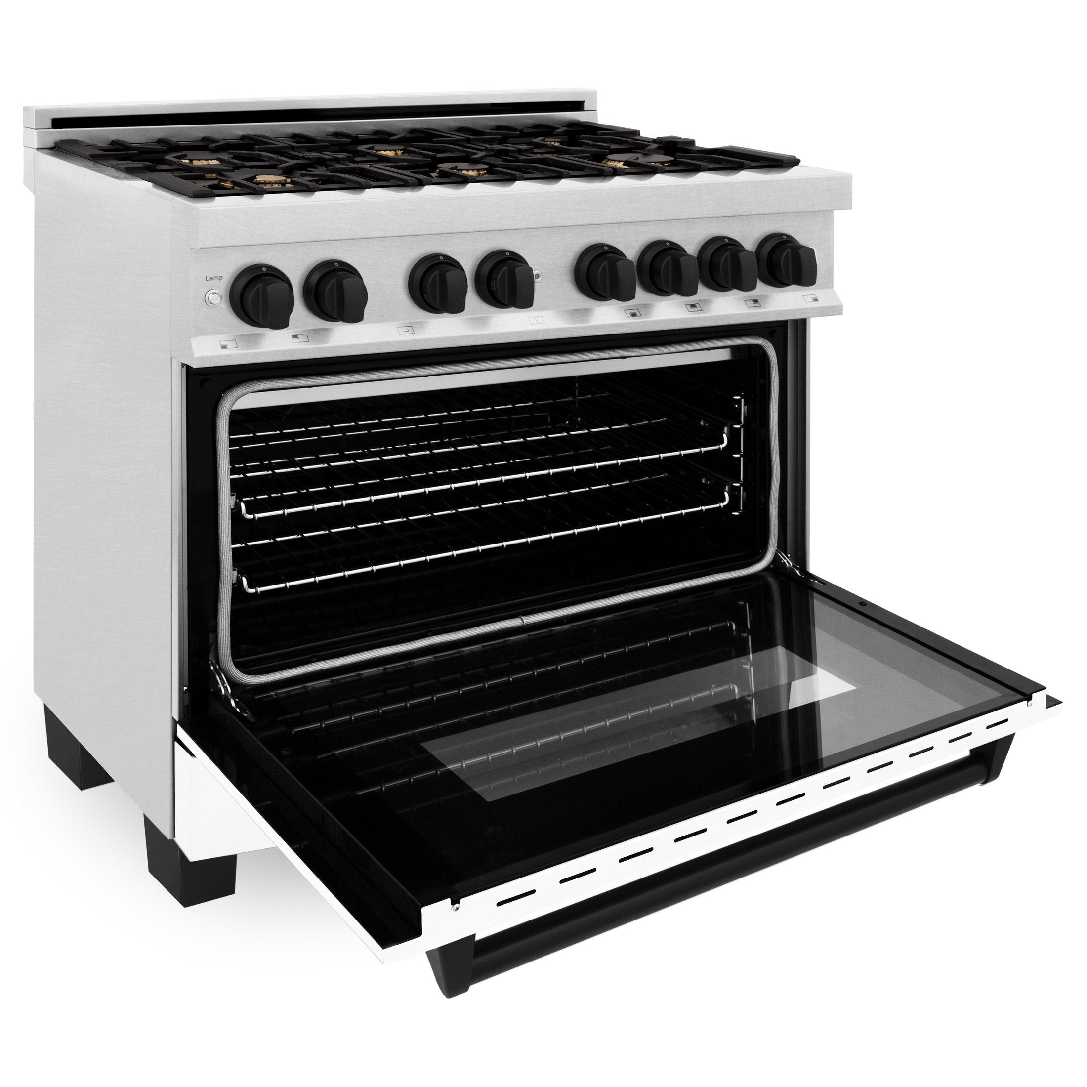 ZLINE Autograph Edition 36" 4.6 cu. ft. Dual Fuel Range with Gas Stove and Electric Oven in DuraSnow Stainless Steel with White Matte Door and Accents