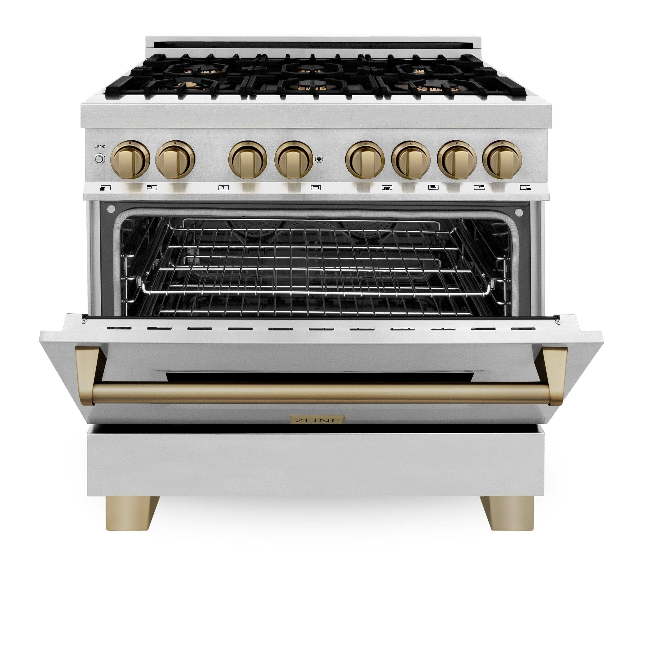 ZLINE Autograph Edition 36" 4.6 cu. ft. Dual Fuel Range with Gas Stove and Electric Oven in Stainless Steel with Accents