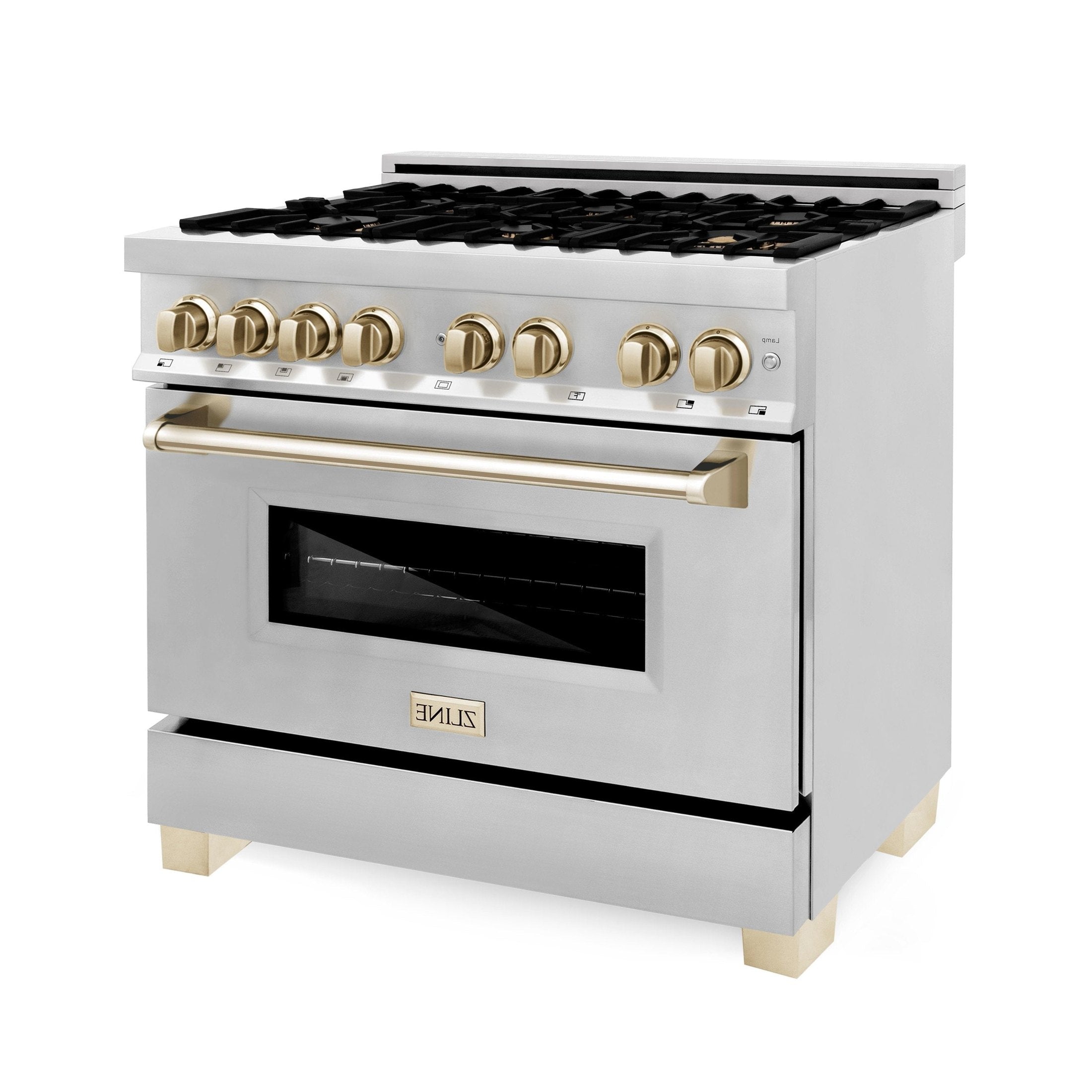 ZLINE Autograph Edition 36" 4.6 cu. ft. Dual Fuel Range with Gas Stove and Electric Oven in Stainless Steel with Accents