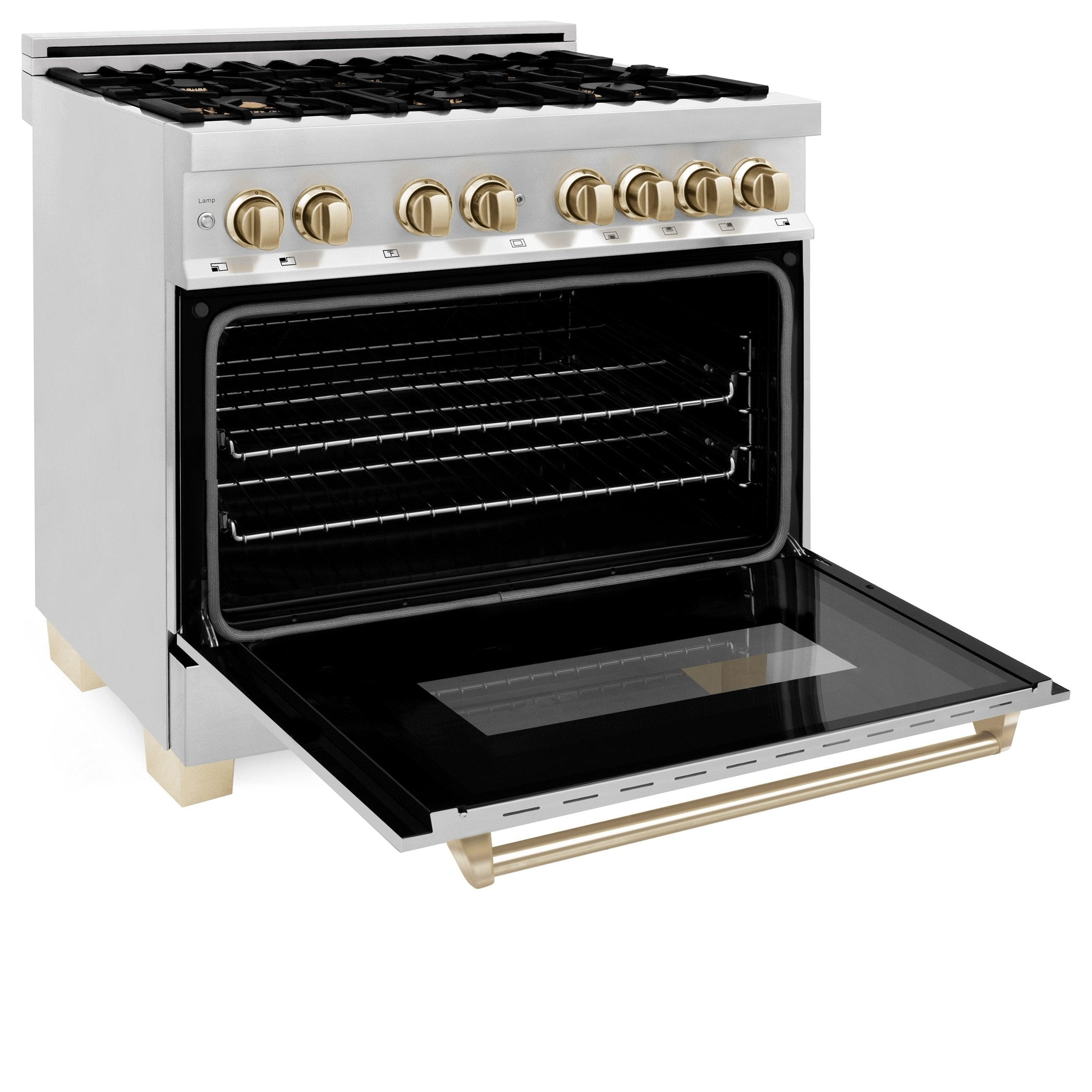 ZLINE Autograph Edition 36" 4.6 cu. ft. Dual Fuel Range with Gas Stove and Electric Oven in Stainless Steel with Accents