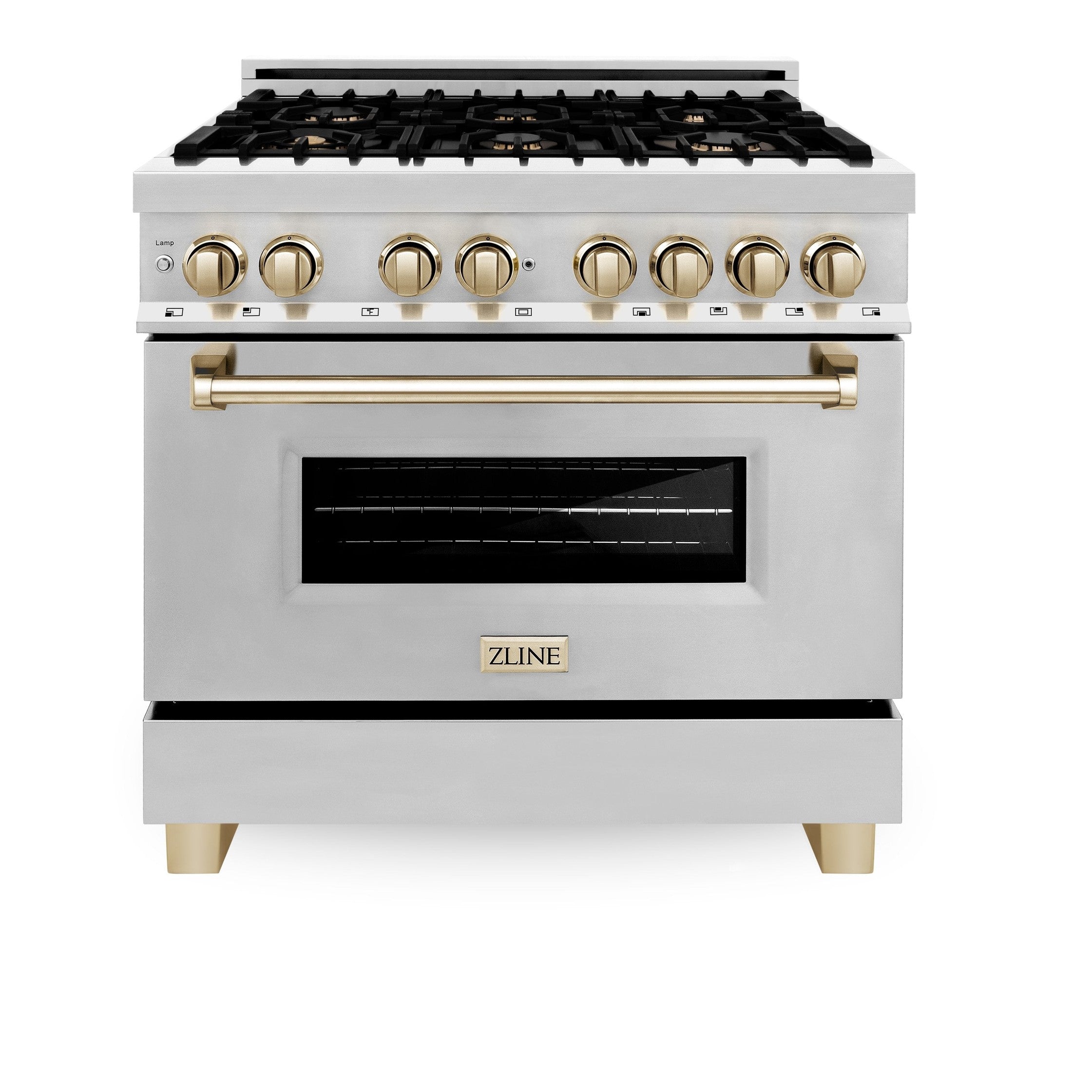 ZLINE Autograph Edition 36" 4.6 cu. ft. Dual Fuel Range with Gas Stove and Electric Oven in Stainless Steel with Accents