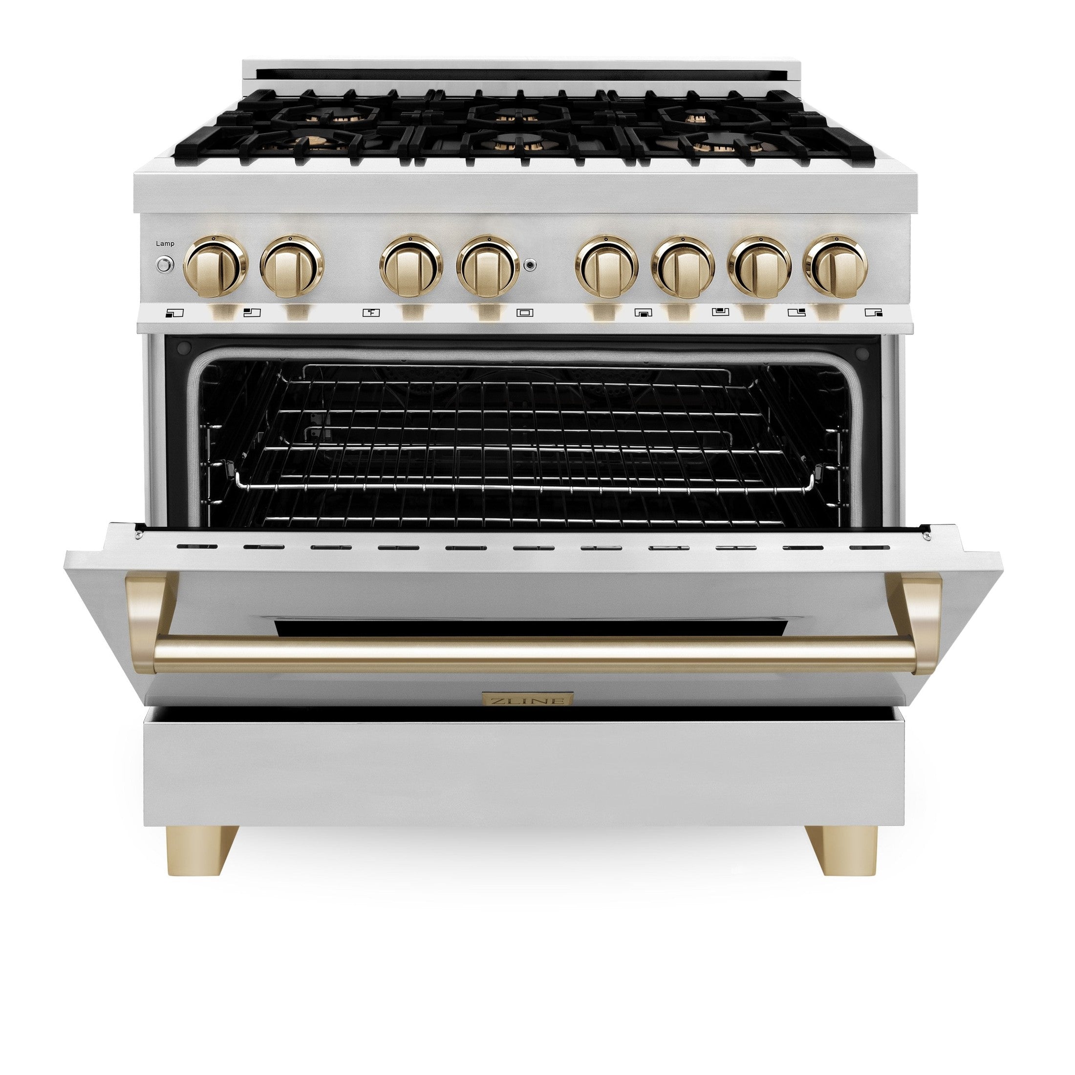 ZLINE Autograph Edition 36" 4.6 cu. ft. Dual Fuel Range with Gas Stove and Electric Oven in Stainless Steel with Accents