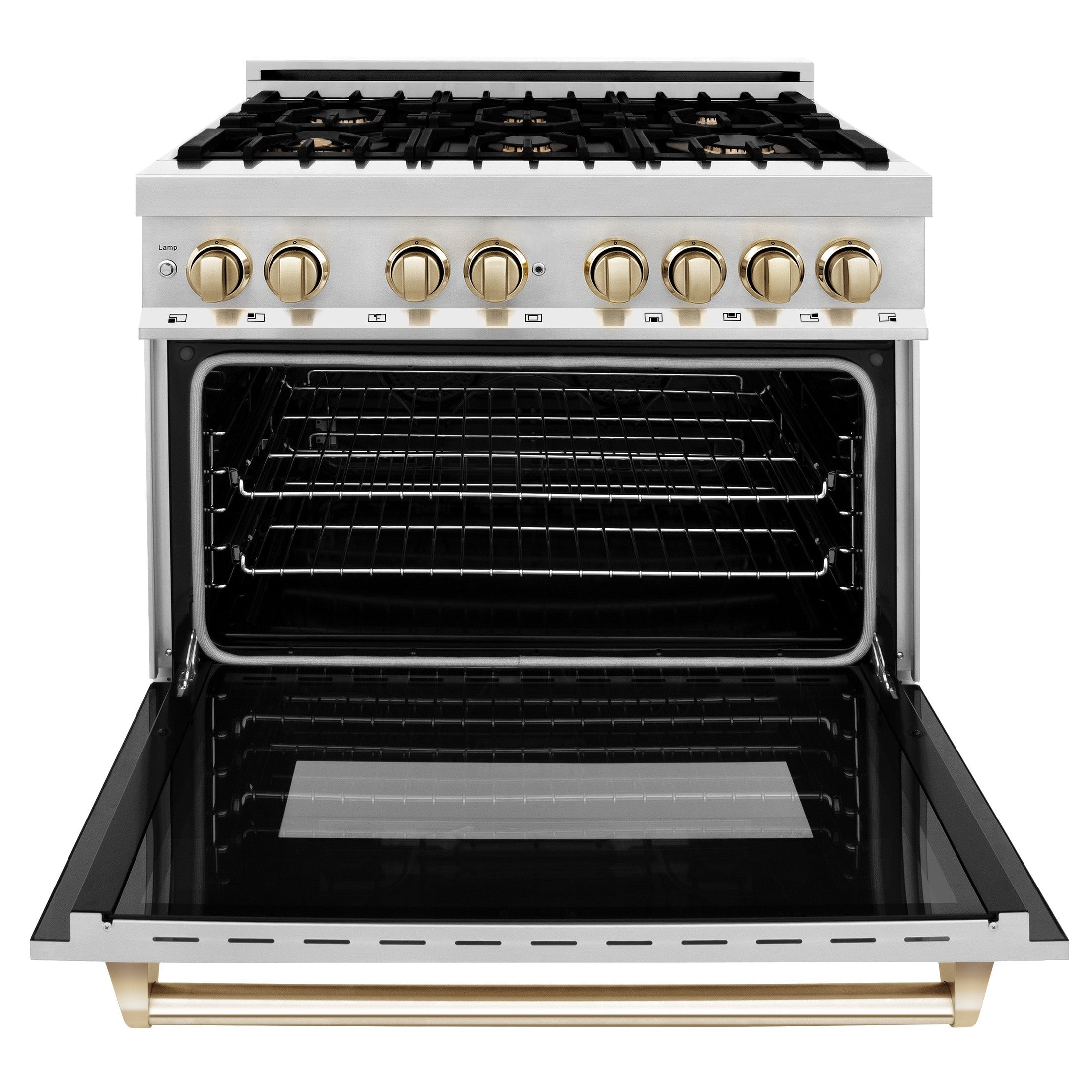 ZLINE Autograph Edition 36" 4.6 cu. ft. Dual Fuel Range with Gas Stove and Electric Oven in Stainless Steel with Accents