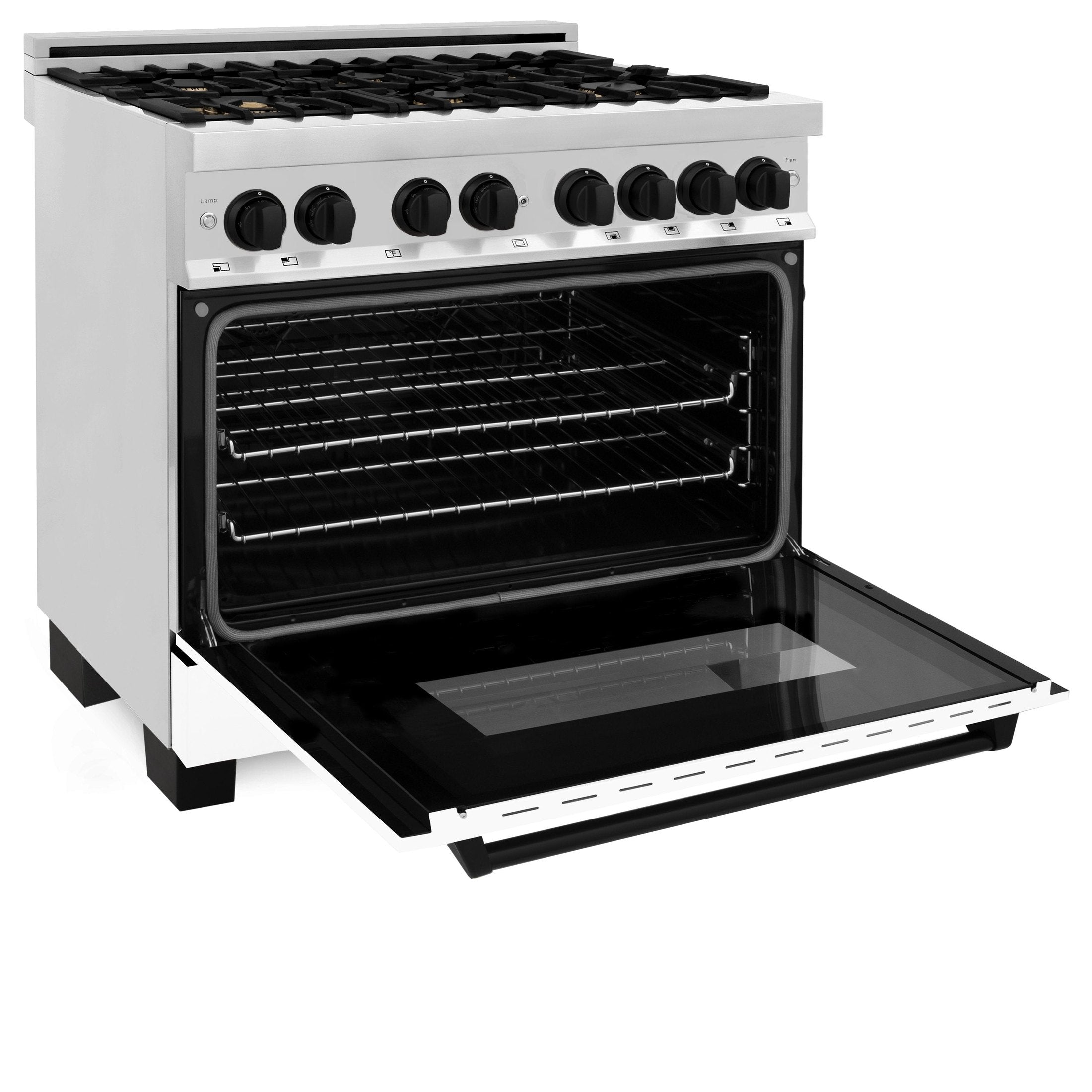 ZLINE Autograph Edition 36" 4.6 cu. ft. Dual Fuel Range with Gas Stove and Electric Oven in Stainless Steel with White Matte Door and Accents