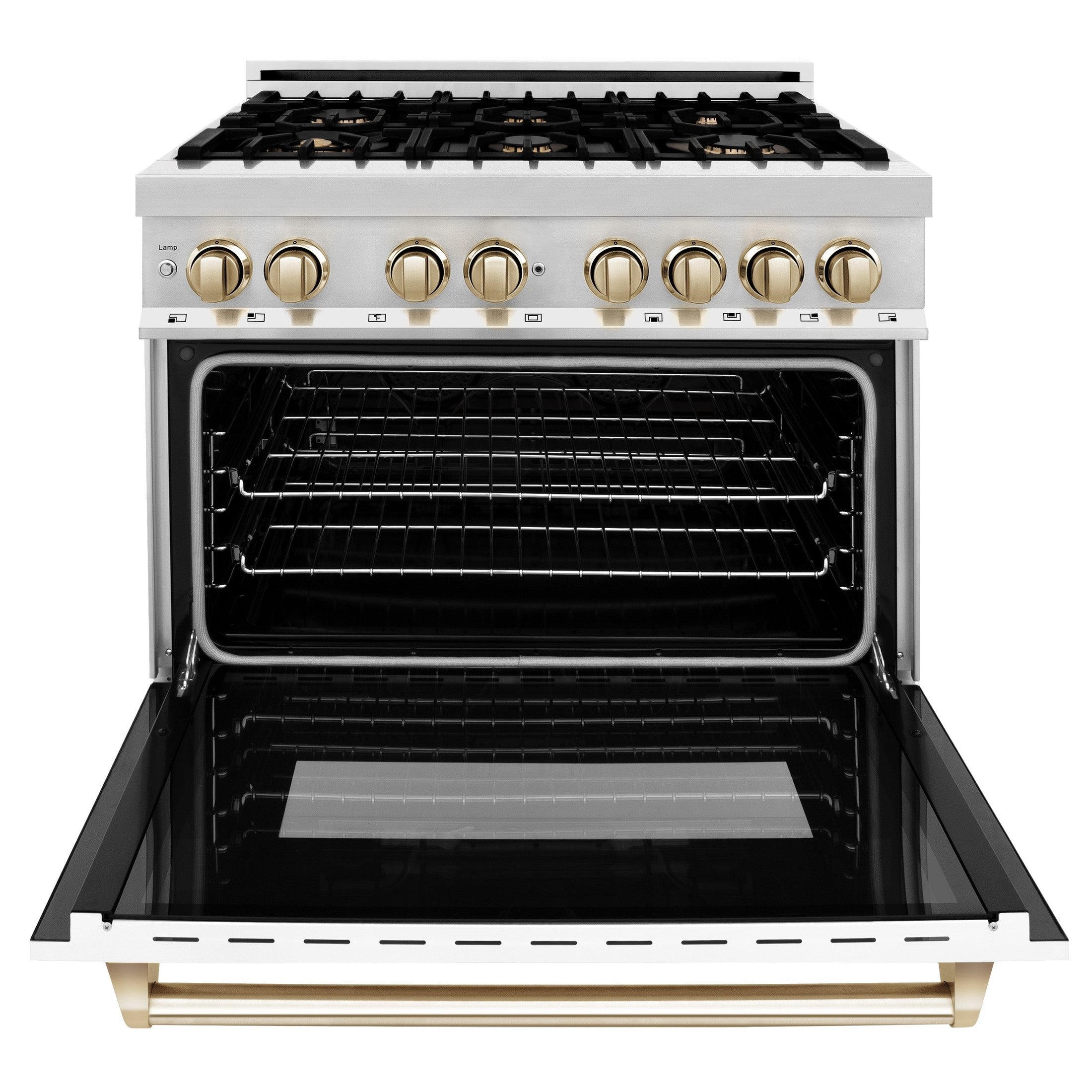 ZLINE Autograph Edition 36" 4.6 cu. ft. Dual Fuel Range with Gas Stove and Electric Oven in Stainless Steel with White Matte Door and Accents