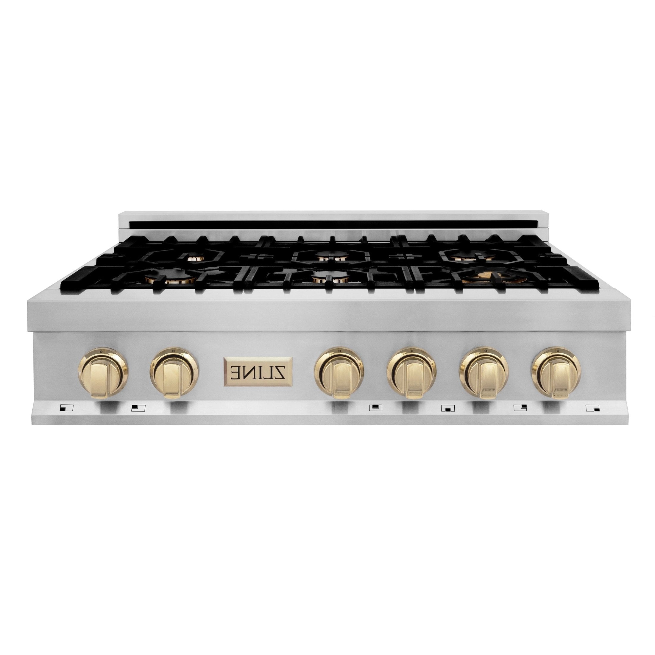 ZLINE Autograph Edition 36" Porcelain Rangetop with 6 Gas Burners in Stainless Steel with Accents