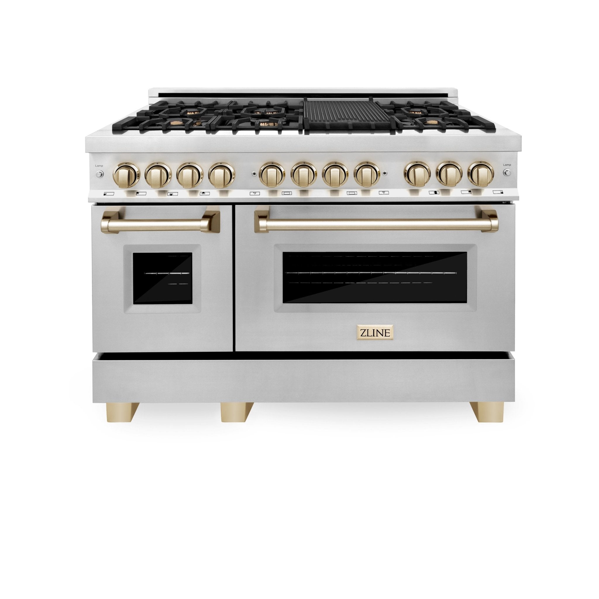 ZLINE Autograph Edition 48" 6.0 cu. ft. Dual Fuel Range with Gas Stove and Electric Oven in Stainless Steel with Accents