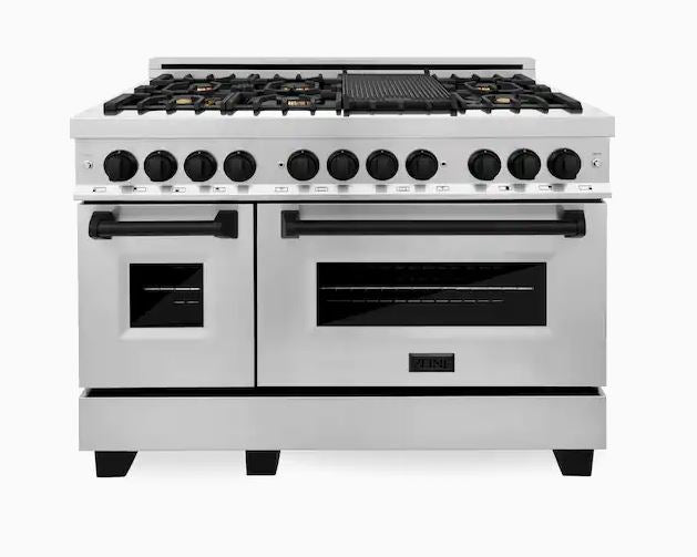 ZLINE Autograph Edition 48" 6.0 cu. ft. Dual Fuel Range with Gas Stove and Electric Oven in Stainless Steel with Accents