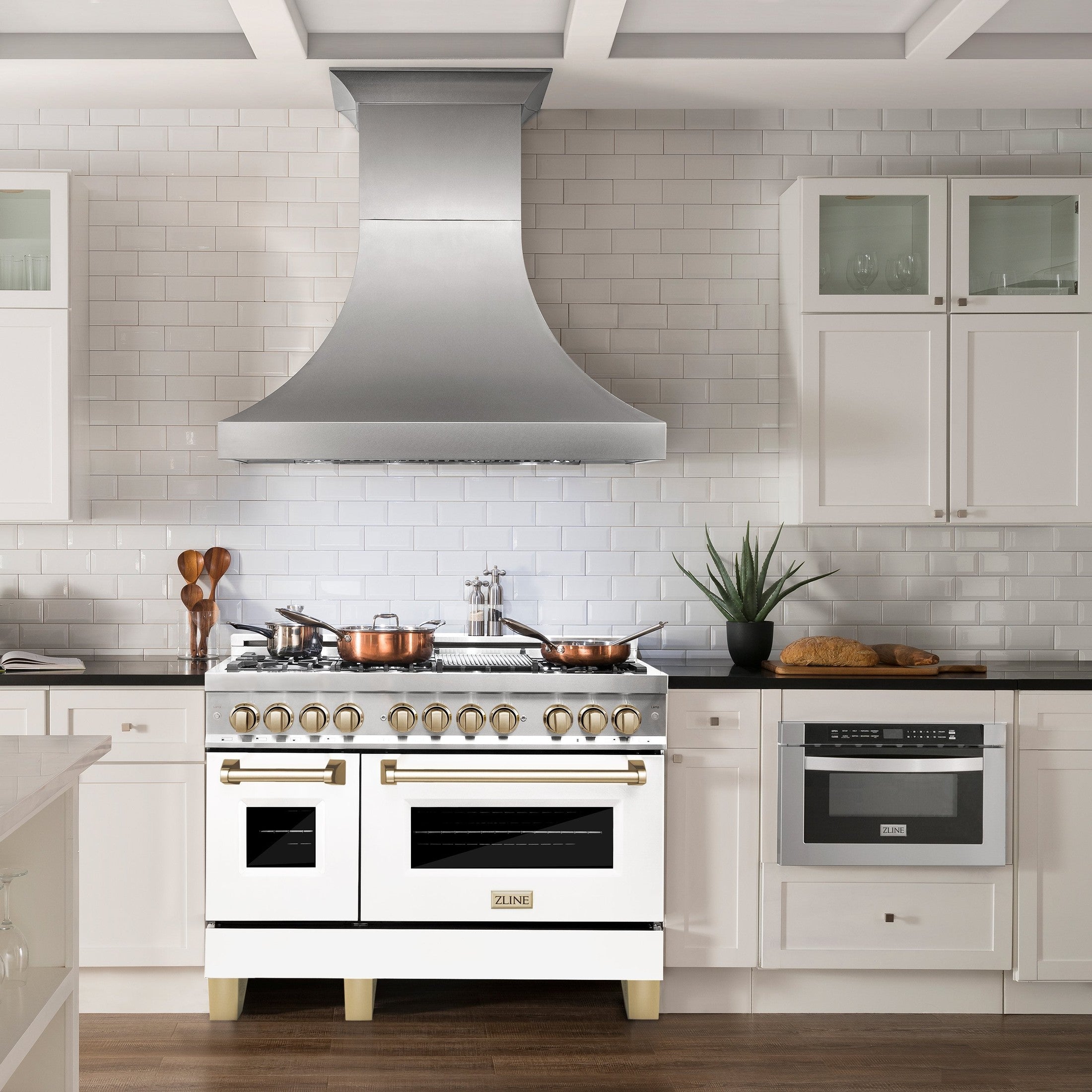 ZLINE Autograph Edition 48" 6.0 cu. ft. Dual Fuel Range with Gas Stove and Electric Oven in Stainless Steel with White Matte Door and Accents