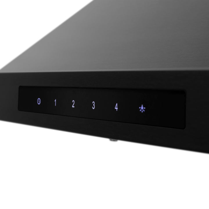 ZLINE Convertible Vent Wall Mount Range Hood in Black Stainless Steel with Crown Molding BSKBNCRN