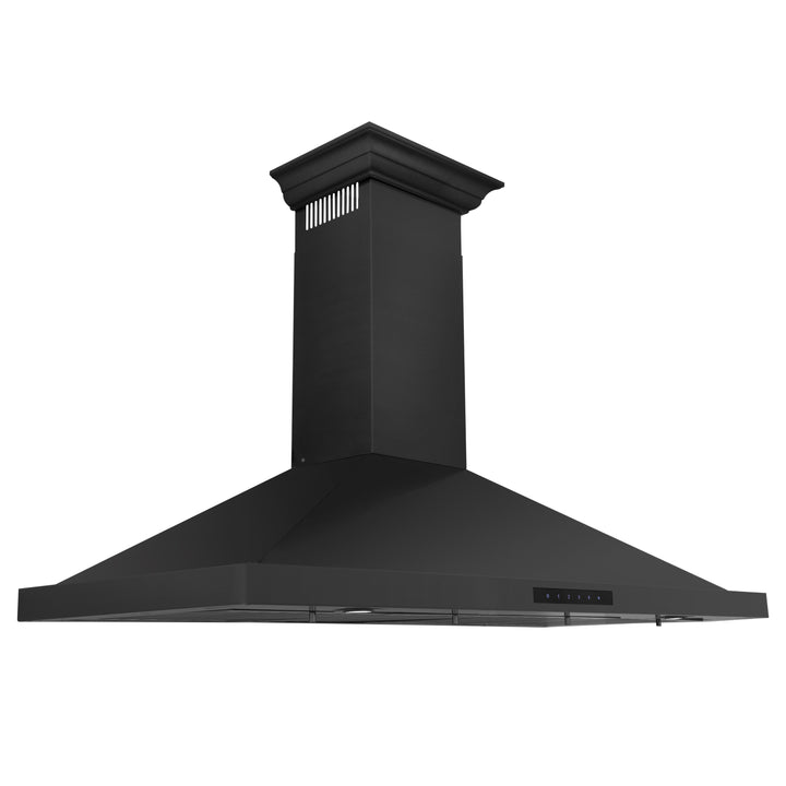 ZLINE Convertible Vent Wall Mount Range Hood in Black Stainless Steel with Crown Molding BSKBNCRN