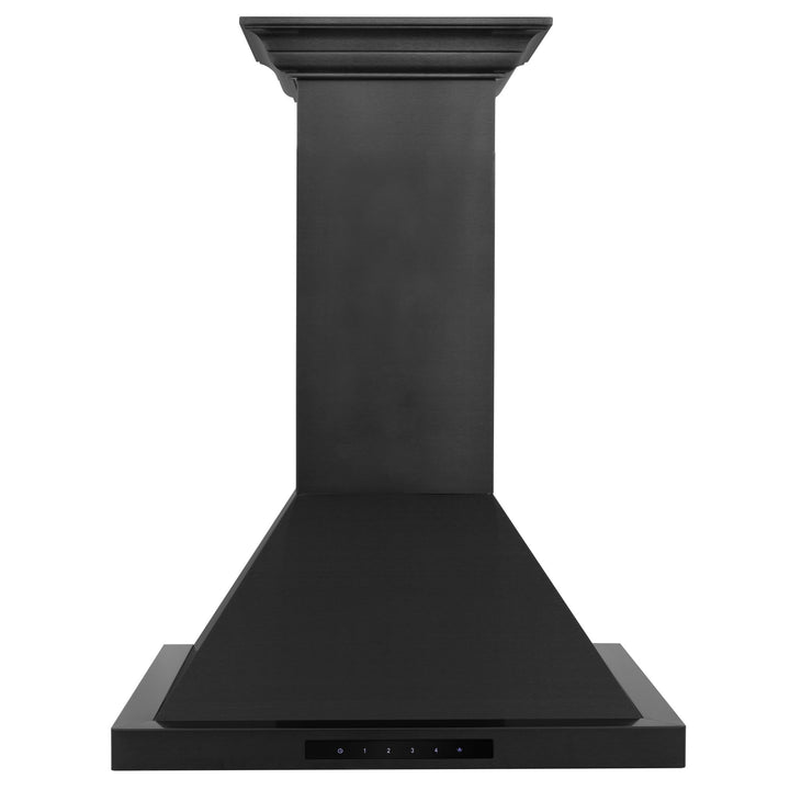 ZLINE Convertible Vent Wall Mount Range Hood in Black Stainless Steel with Crown Molding BSKBNCRN