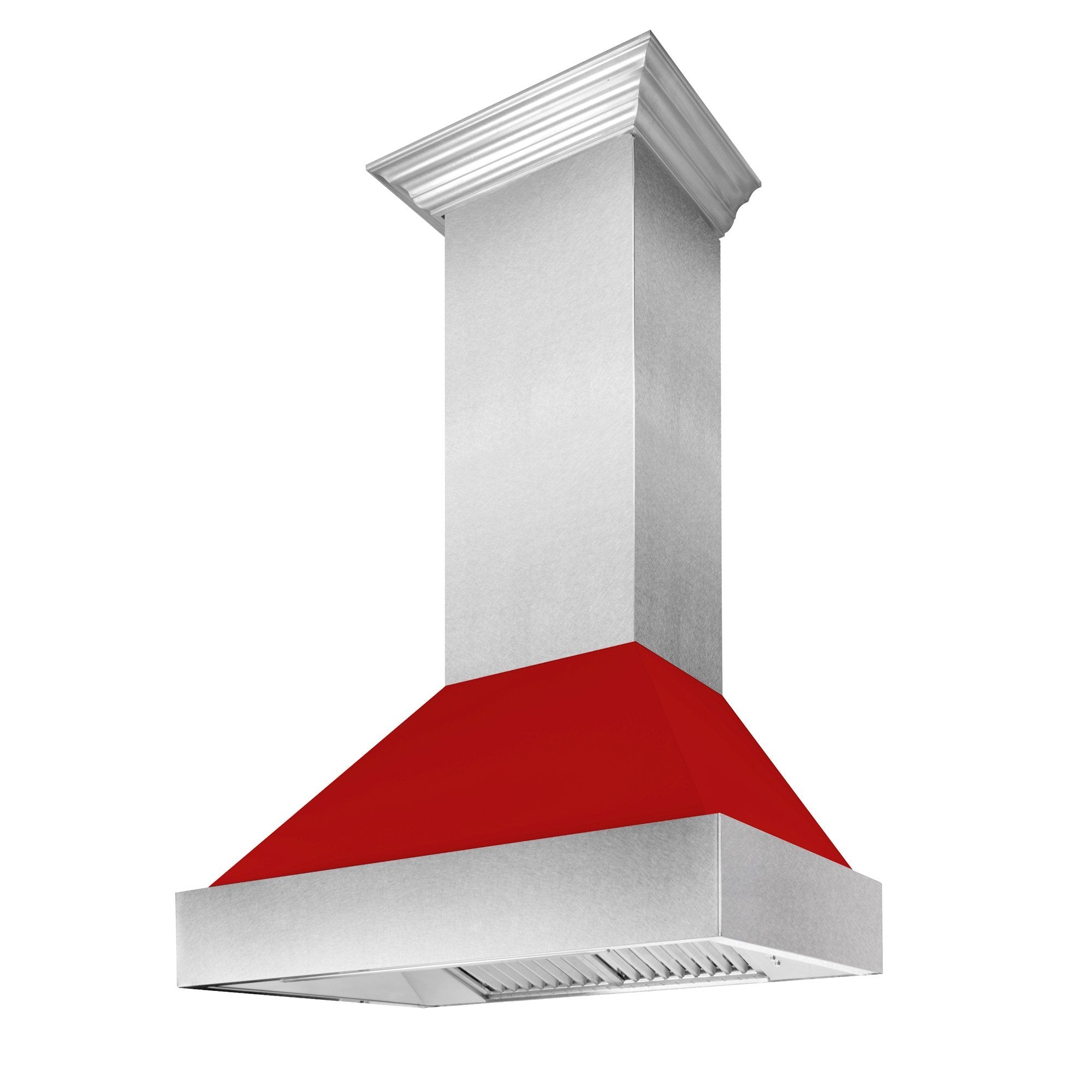 ZLINE DuraSnow Stainless Steel Range Hood with Red Matte Shell 