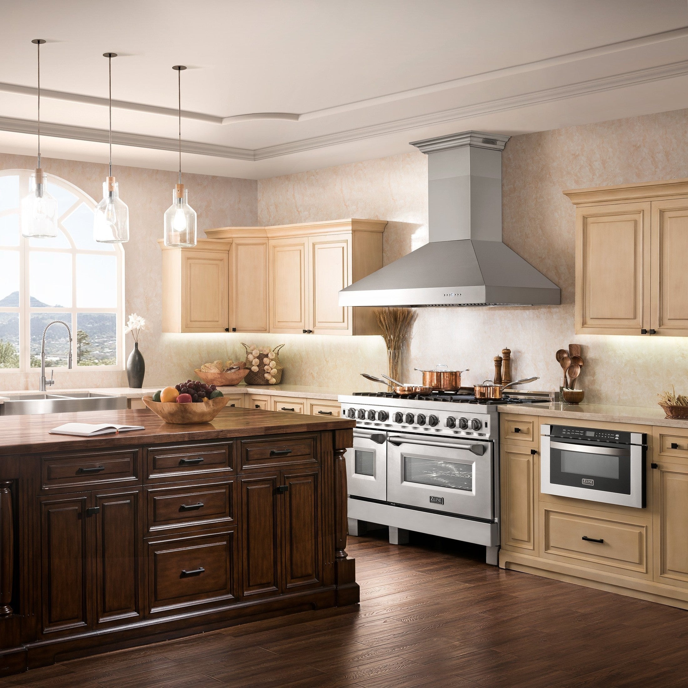 ZLINE Professional Wall Mount Range Hood in Stainless Steel with Built-in CrownSound Bluetooth Speakers - 697CRN-BT