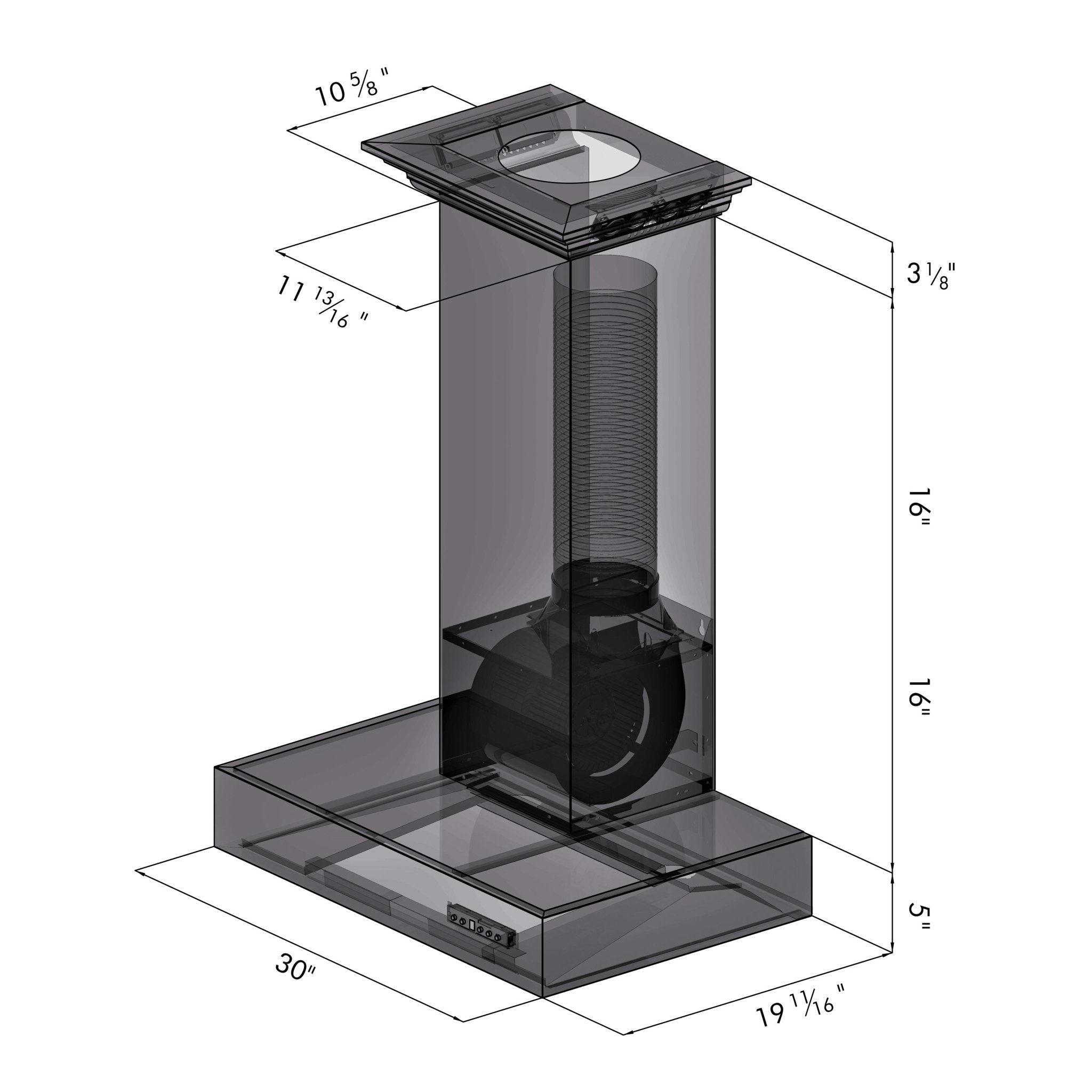 ZLINE Professional Wall Mount Range Hood in Stainless Steel with Crown Molding - KECOMCRN-30