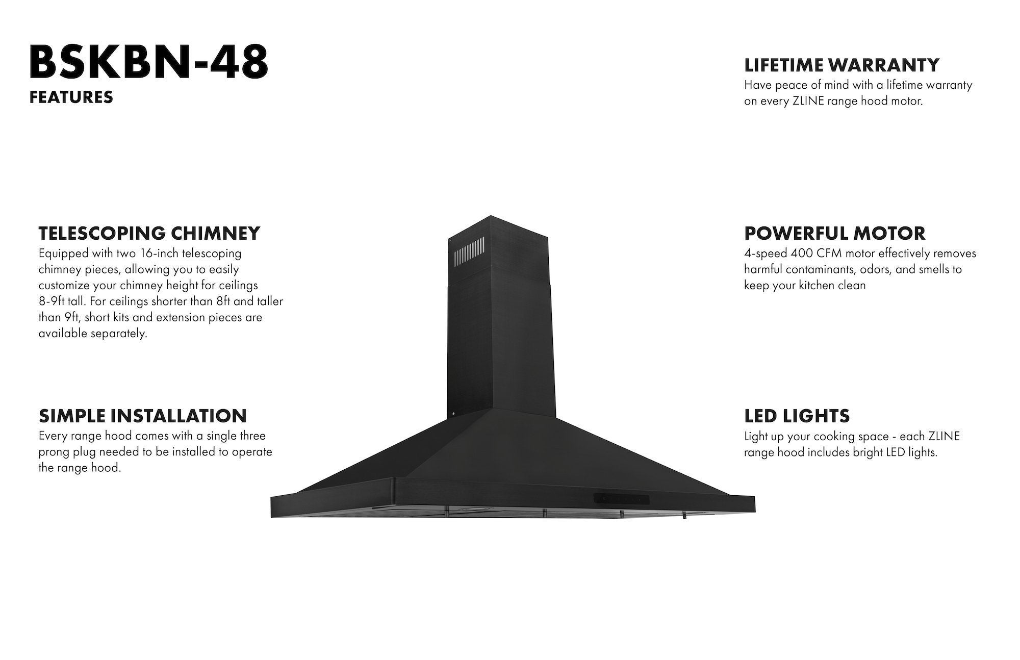 ZLINE Wall Mount Range Hood in Black Stainless Steel 