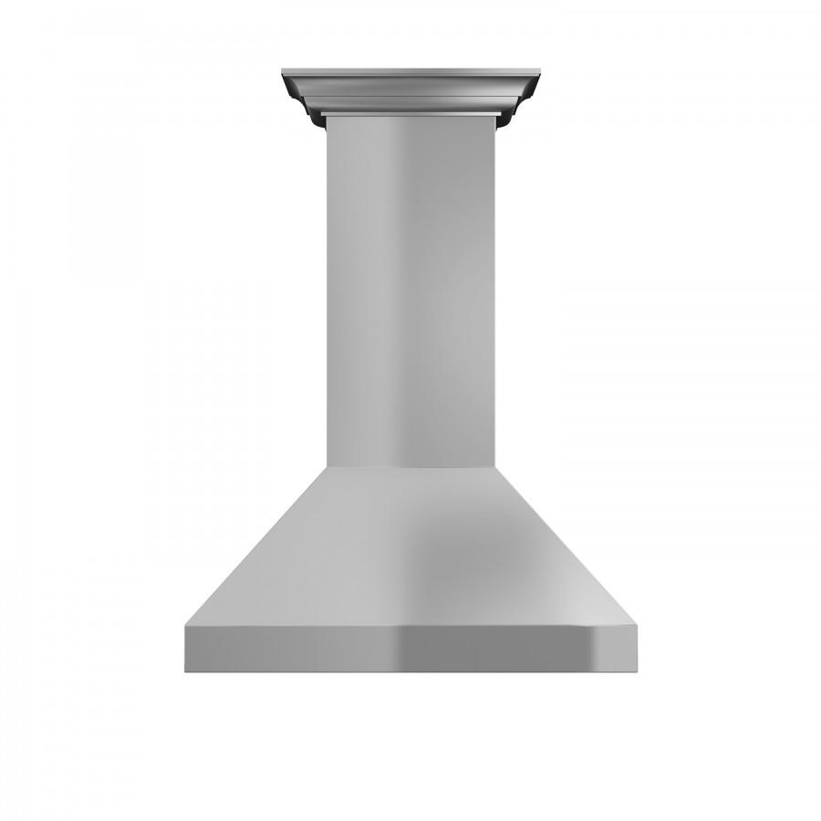 ZLINE Wall Mount Range Hood in Stainless Steel with Crown Molding 