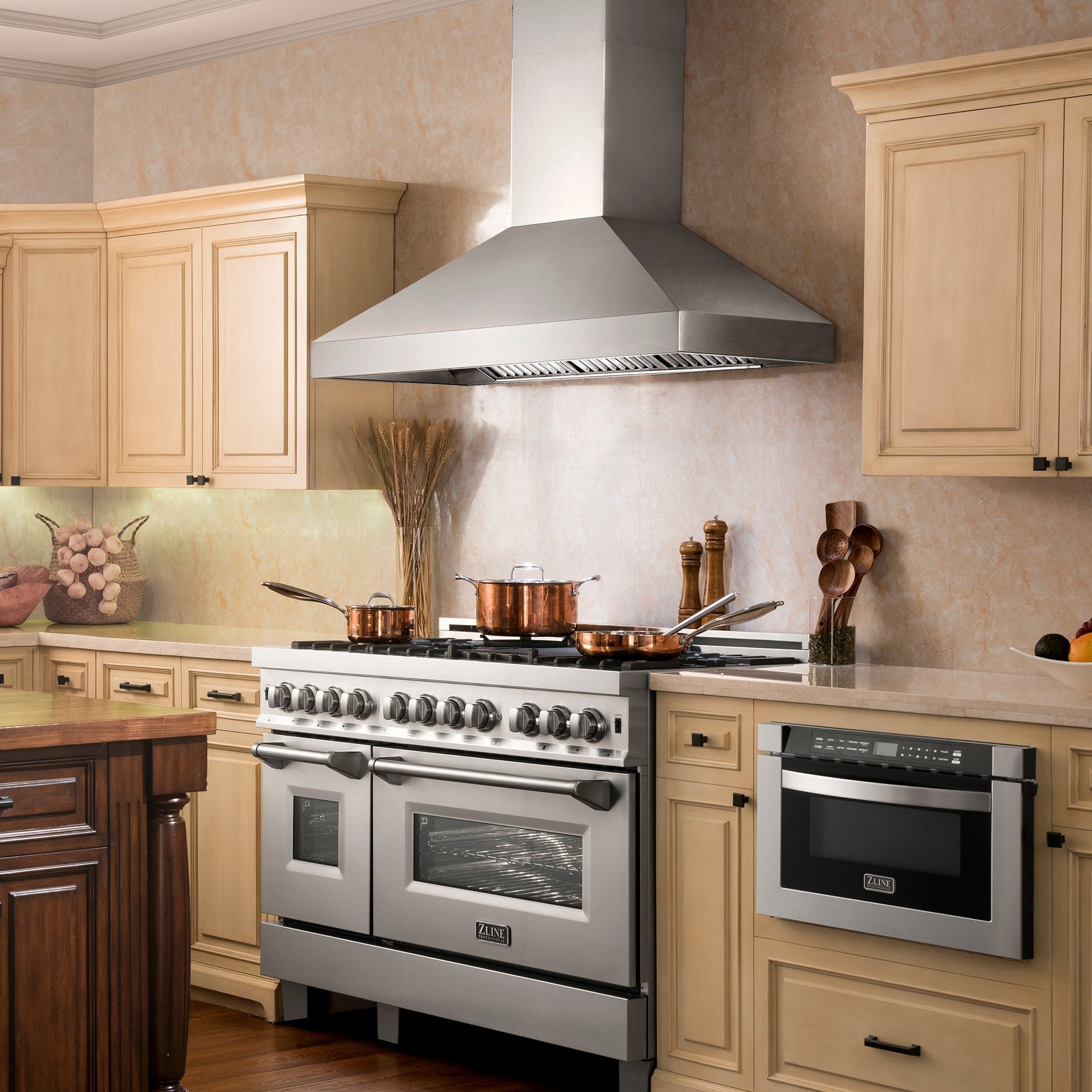 ZLINE Wall Mount Range Hood in Stainless Steel with Crown Molding 