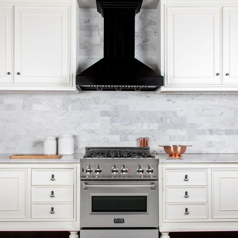 ZLINE Wooden Wall Mount Range Hood in Black - Includes Motor - KPCC