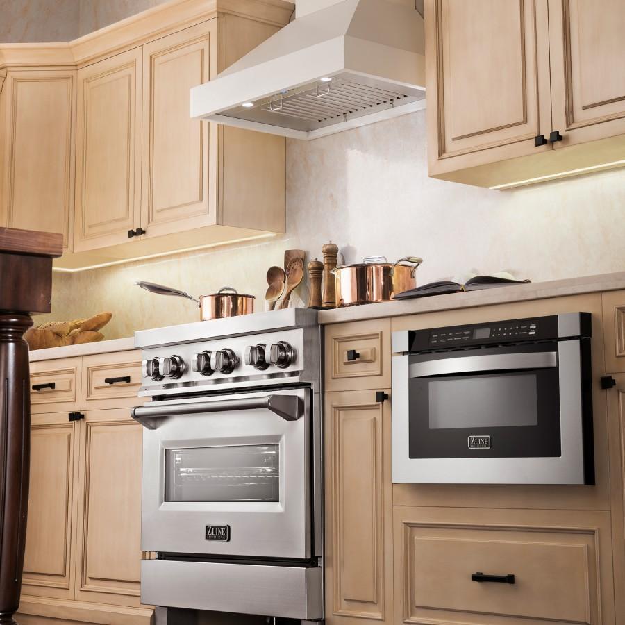 ZLINE Wooden Wall Mount Range Hood in White - Includes Motor - KBTT