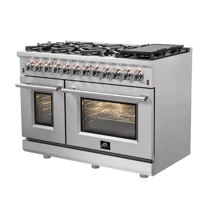 Forno Massimo 48-Inch Freestanding Dual Fuel Range in Stainless Steel (FFSGS6125-48)