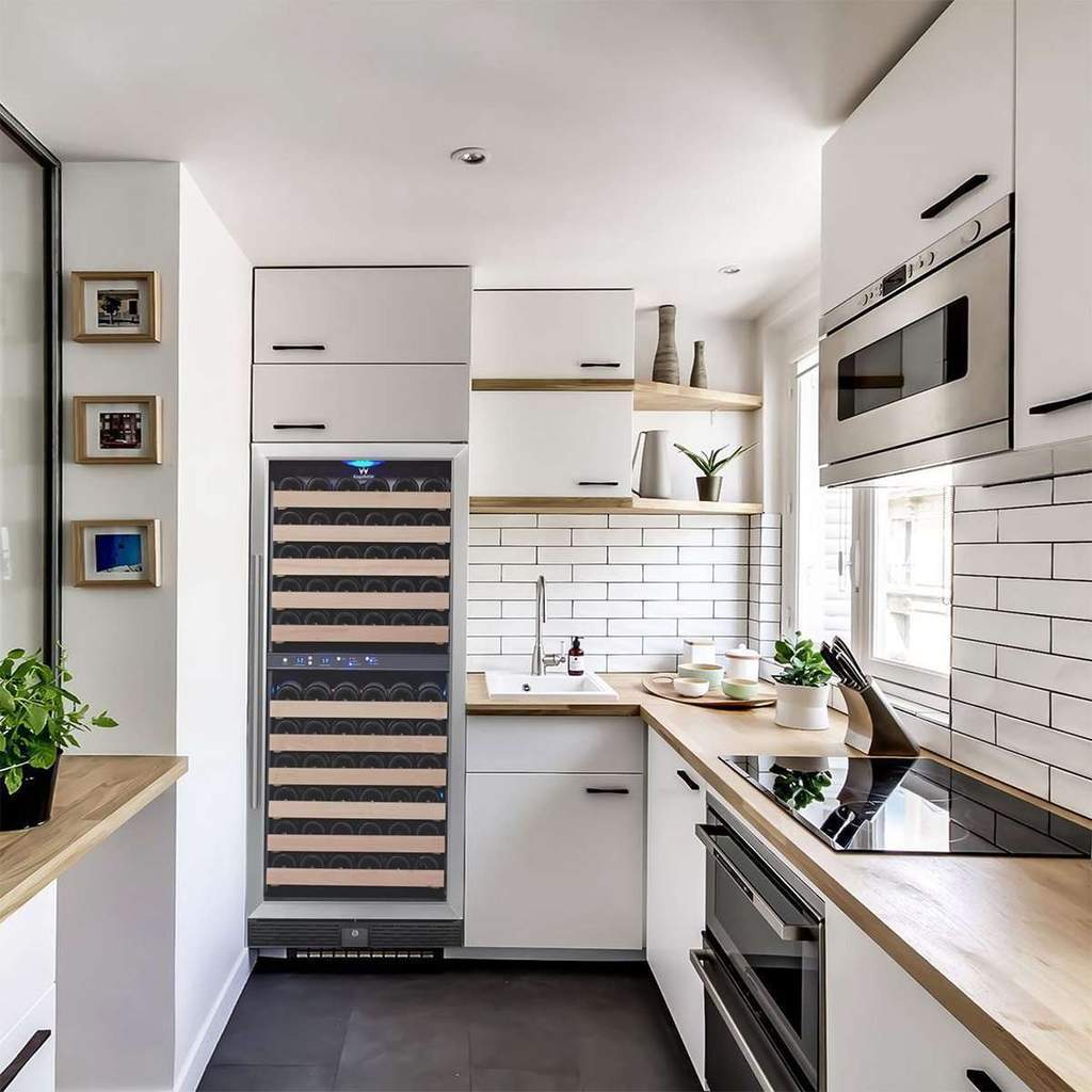 Kings Bottle 100 Bottle Upright Dual Zone Wine Fridge For Home KBU100DX-SS, RHH