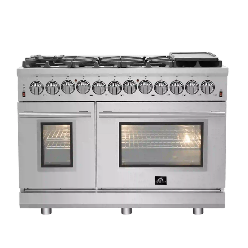 Forno Massimo 48-Inch Freestanding Dual Fuel Range in Stainless Steel (FFSGS6125-48)