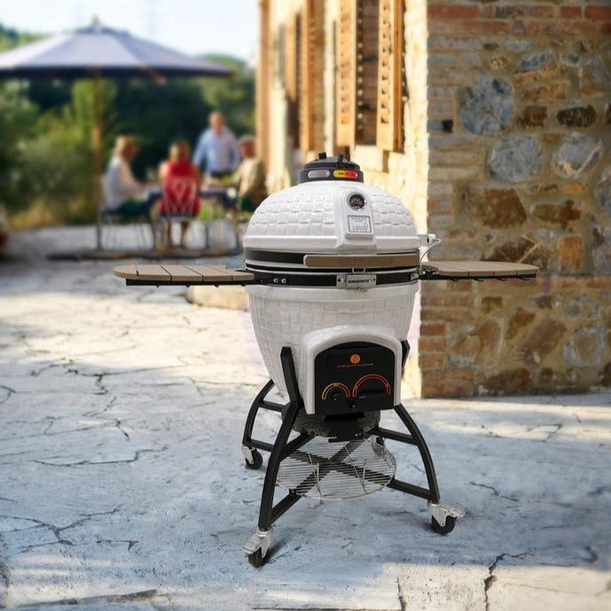Vision Grills Elite Series Deluxe 52 W x 47 H Inch Ceramic Kamado Grill, White - XR-402WC