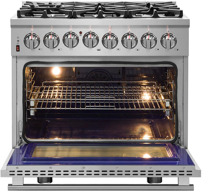 Forno Massimo 36-Inch Freestanding Dual Fuel Range in Stainless Steel (FFSGS6125-36)