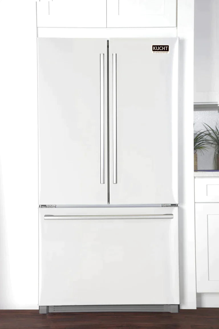 Kucht 36-Inch 26.1 Cu. Ft. French Door Refrigerator with Interior Ice Maker in White (K748FDS-W)